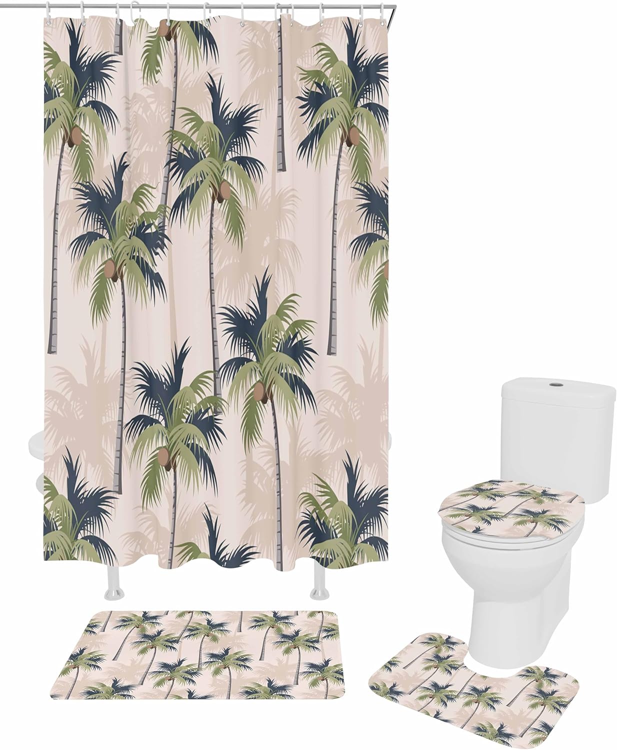 Zoe Garden 72x72 Inch Tropical Palm Tree Bathroom Set