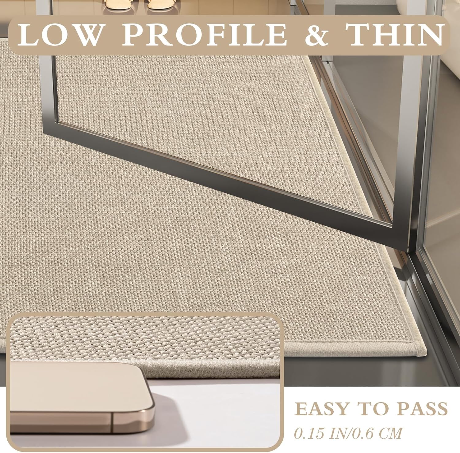 Yihouse Beige 2 Piece Bath Rug Set