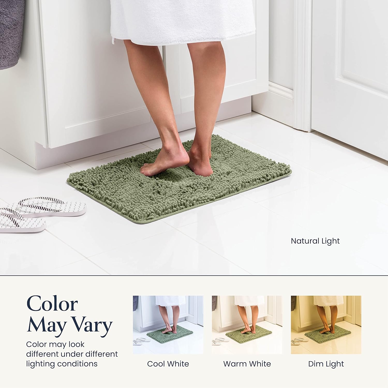 BELADOR 2-Piece Bath Rug Set - Plush Chenille Bath Mats with Rubber Backing