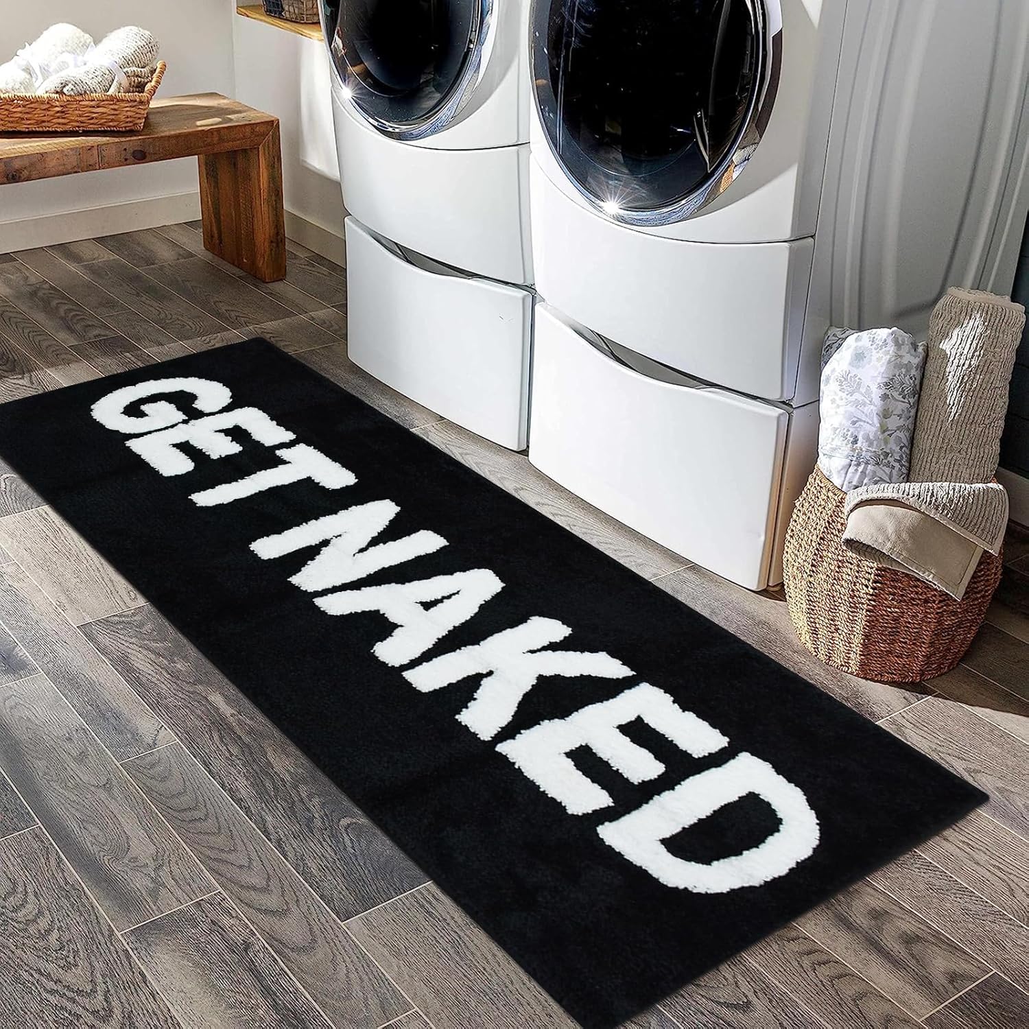 Zeeinx Get Naked Runner Black Bath Mat
