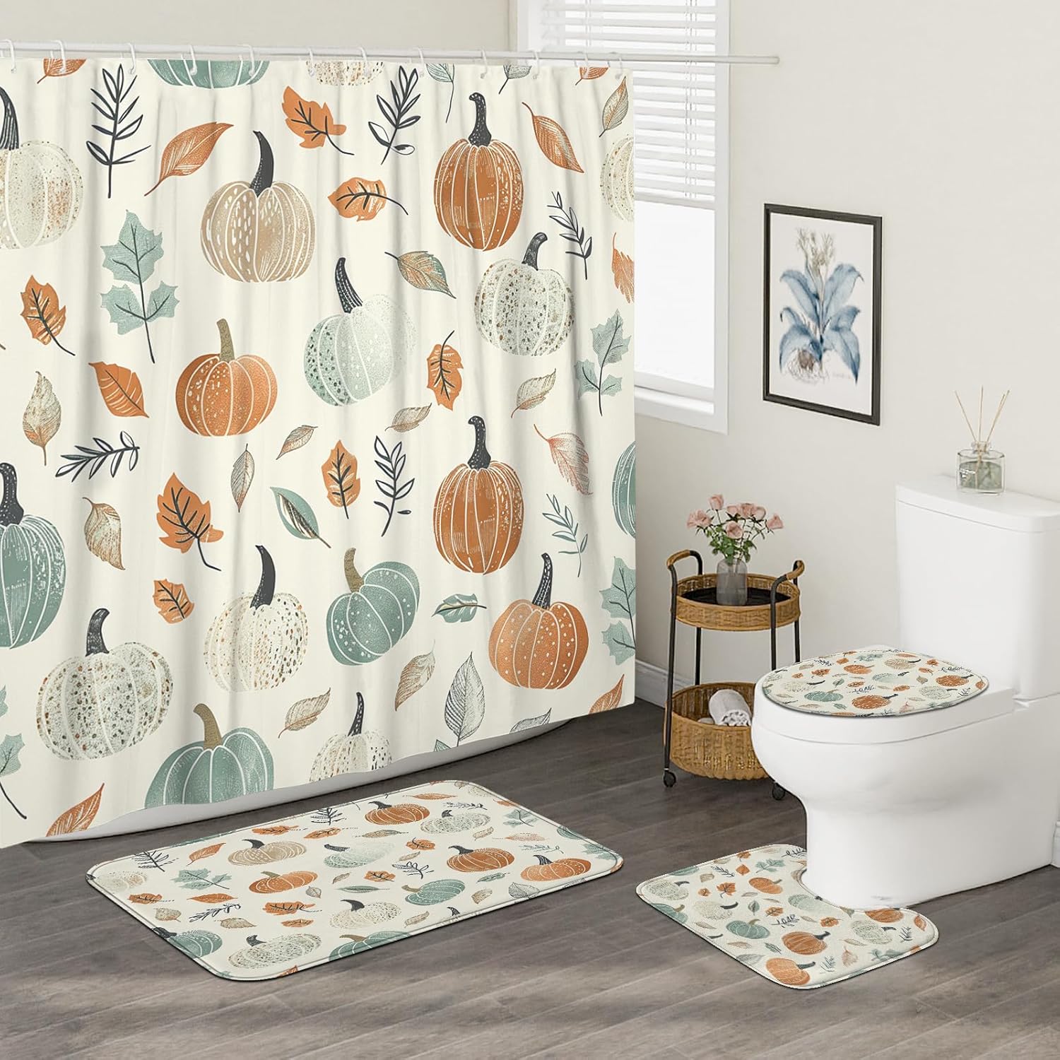 4PCS Fall Kids Pumpkin Bath Accessory Set