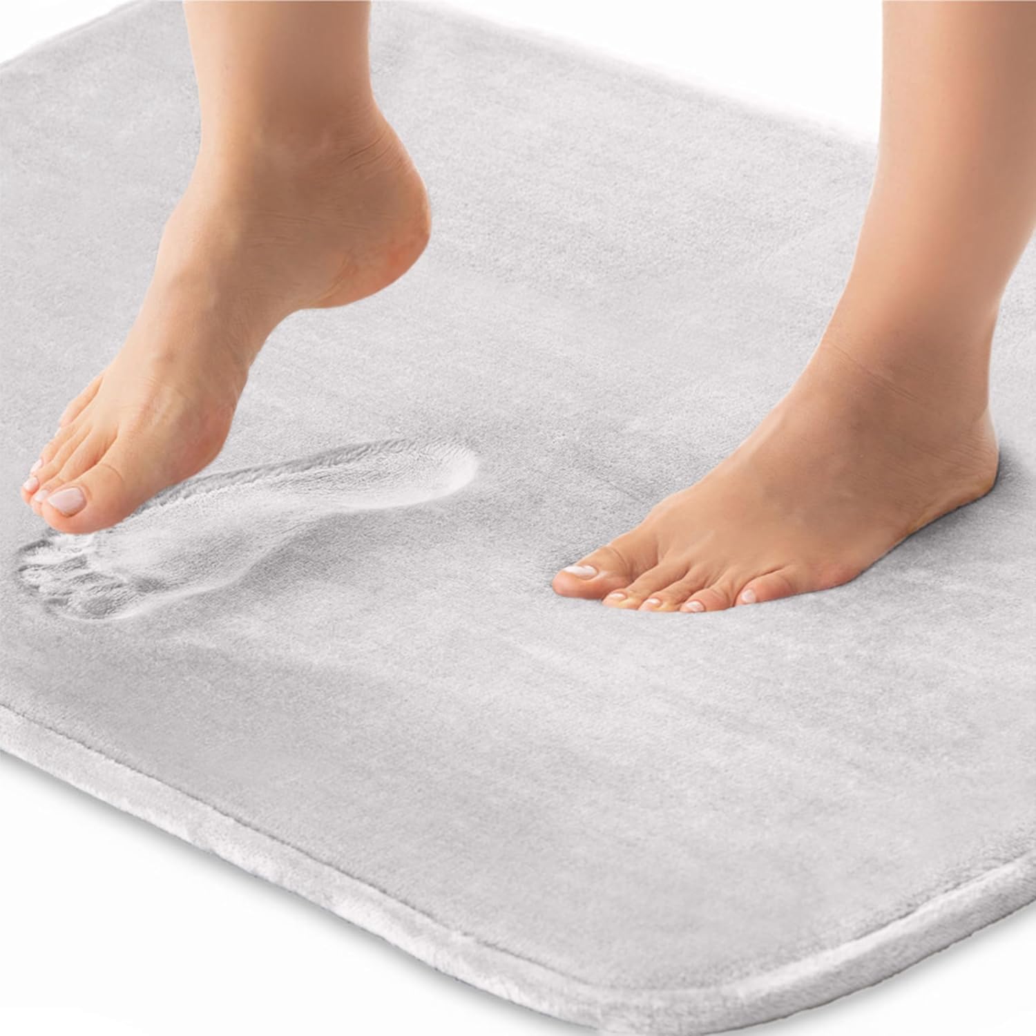 Gorilla Grip Bath Rug Velvet Mat 30x20 Light Gray