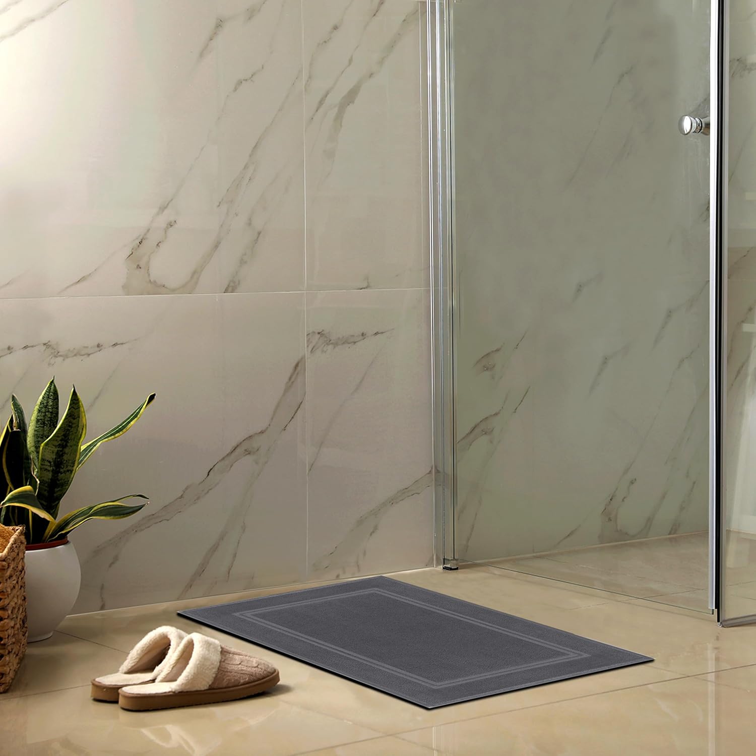 Tens Towels Pack of 2 Dark Grey Bath Mats