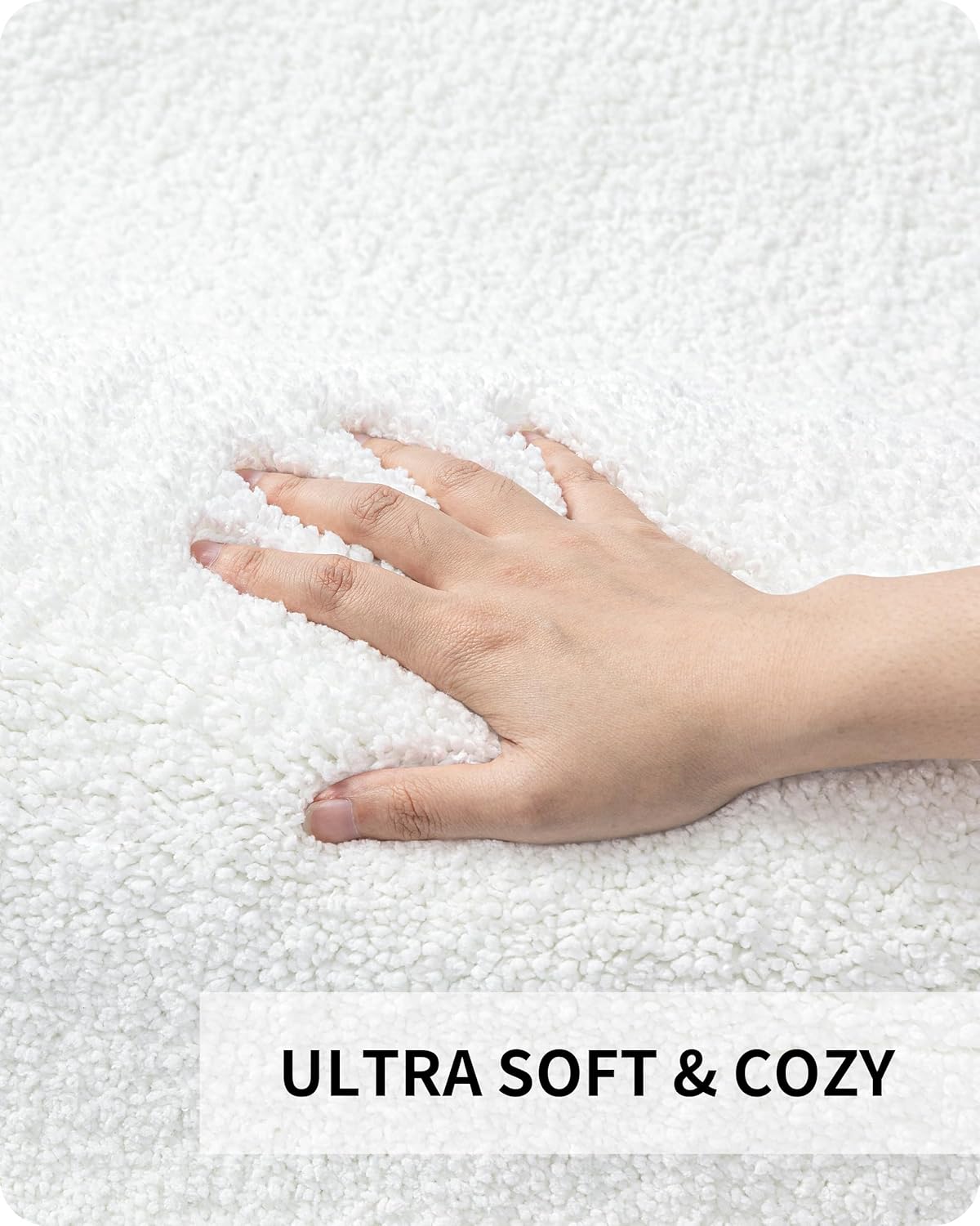 White 17x24 Fluffy Non-Slip Bath Rug