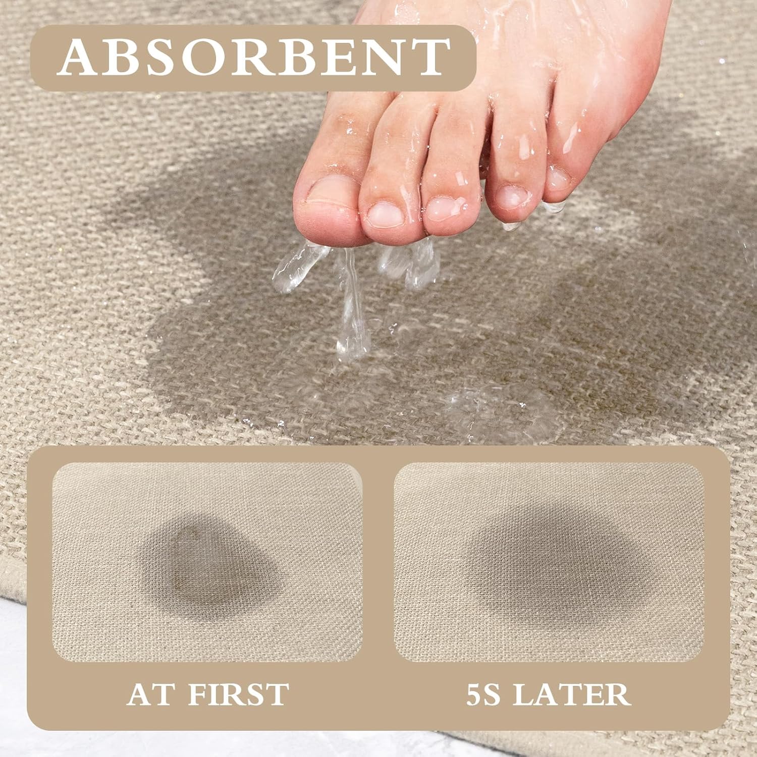 Yihouse Beige 2 Piece Bath Rug Set