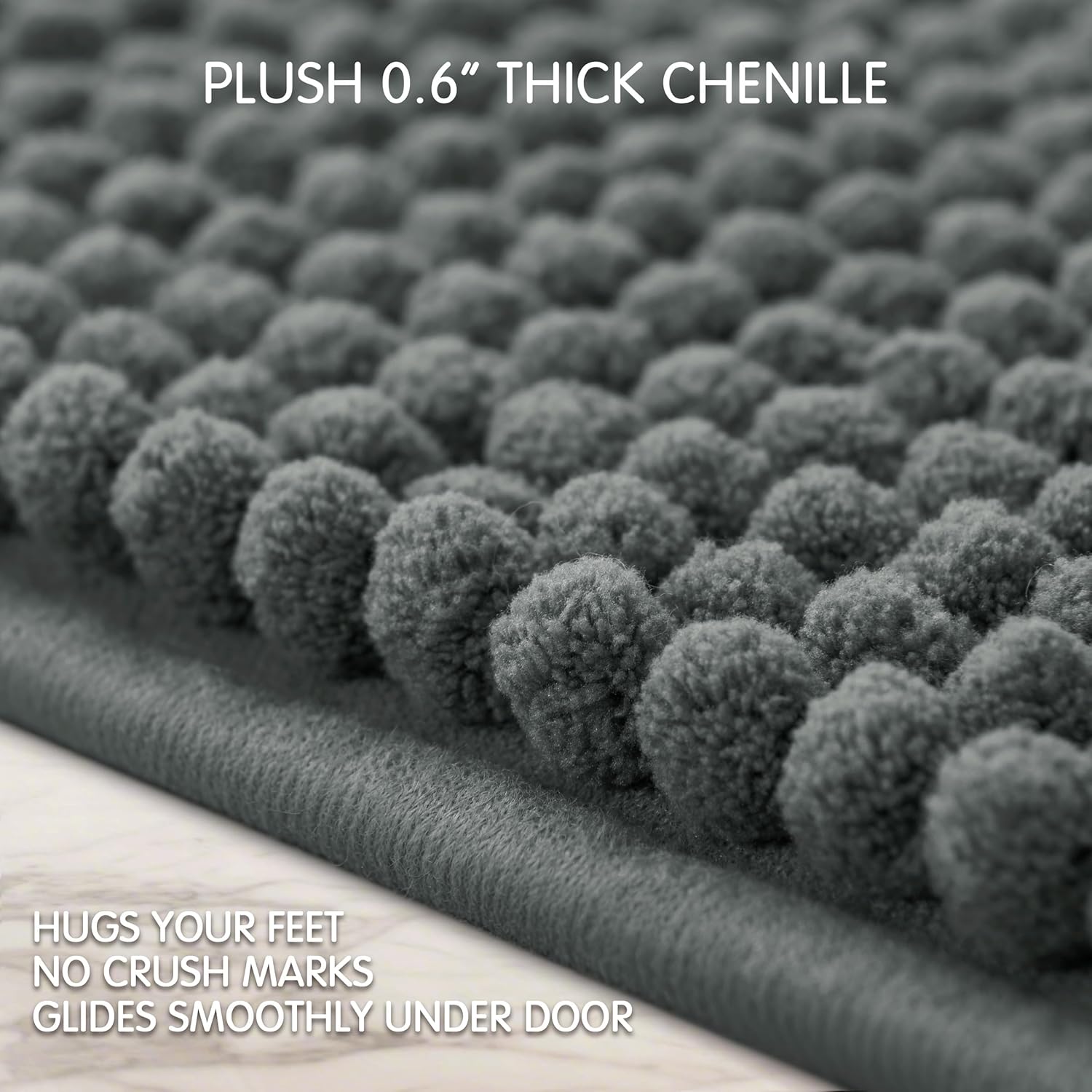 SUBRTEX 16 x 24 Inch Chenille Bath Rug Soft Plush