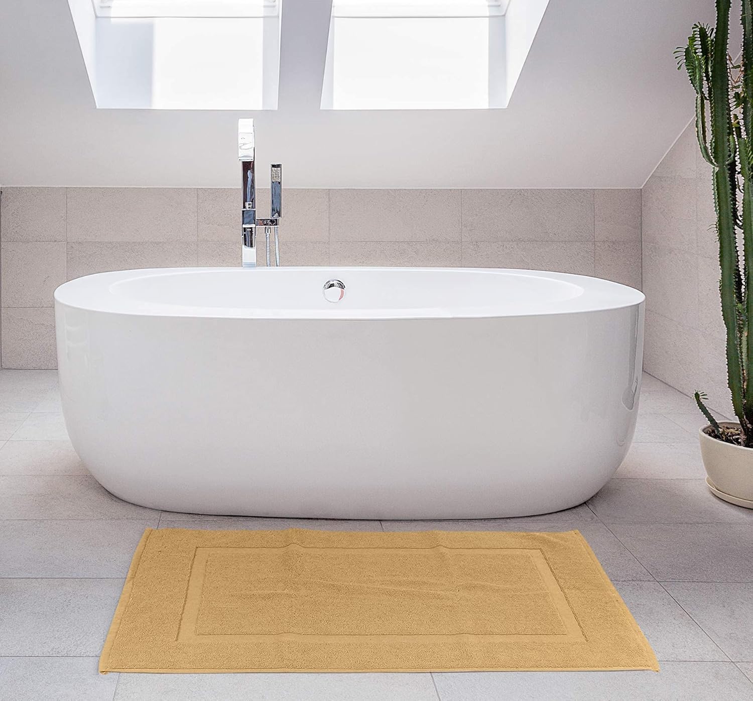 Utopia Towels Cotton Banded Rug 21x34 Inches Champagne 2 Pack