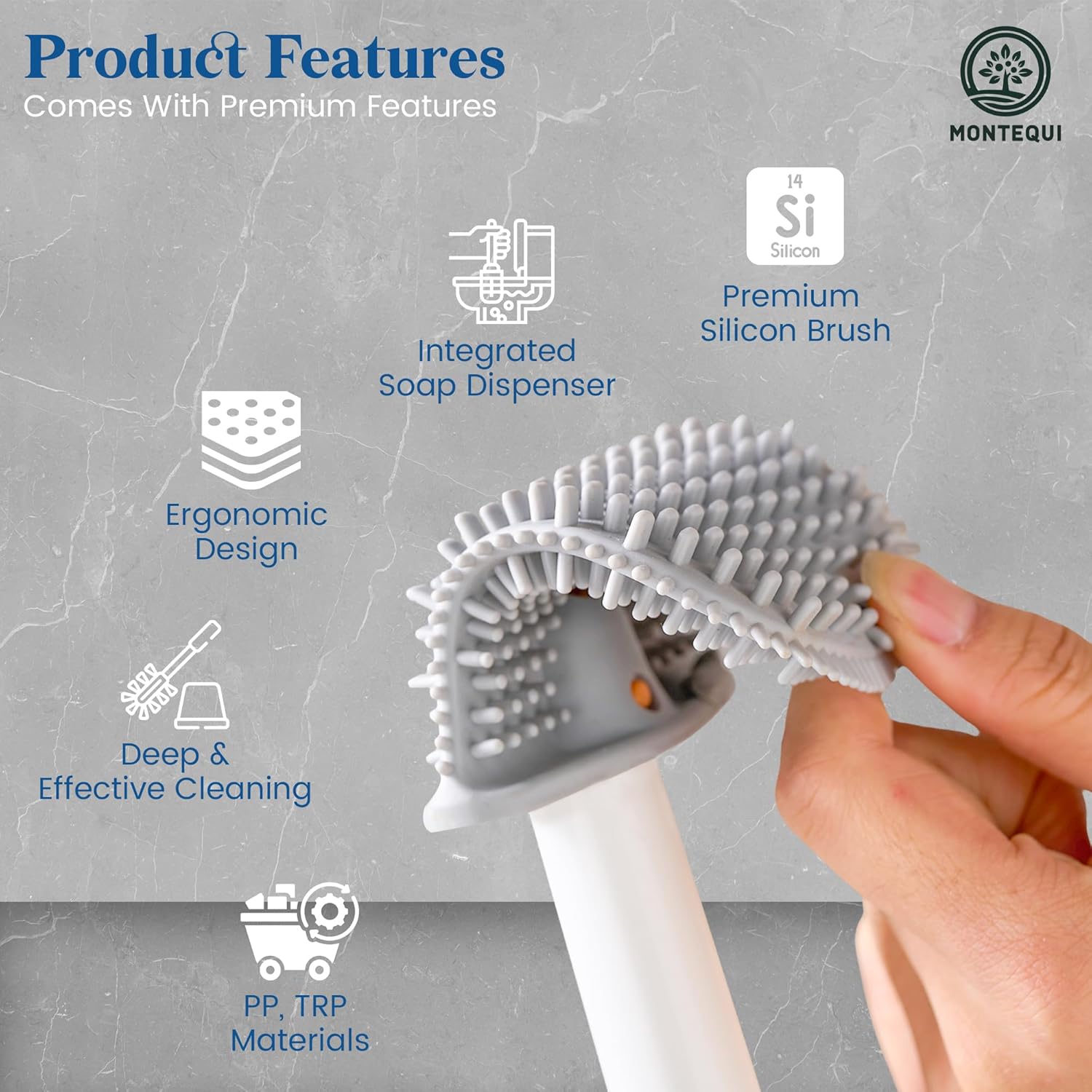 Montequi Toilet Brush with Silicone Dispenser Set