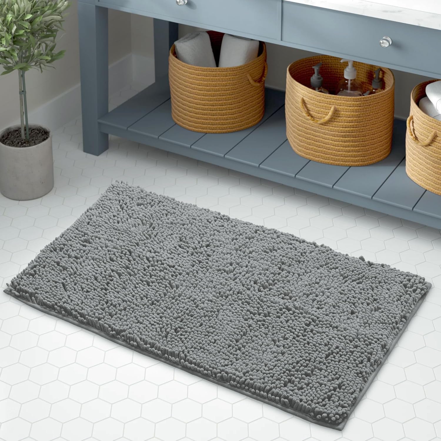 LuxUrux Bath Mat - Extra Soft Plush Non-Slip Bathroom Rug