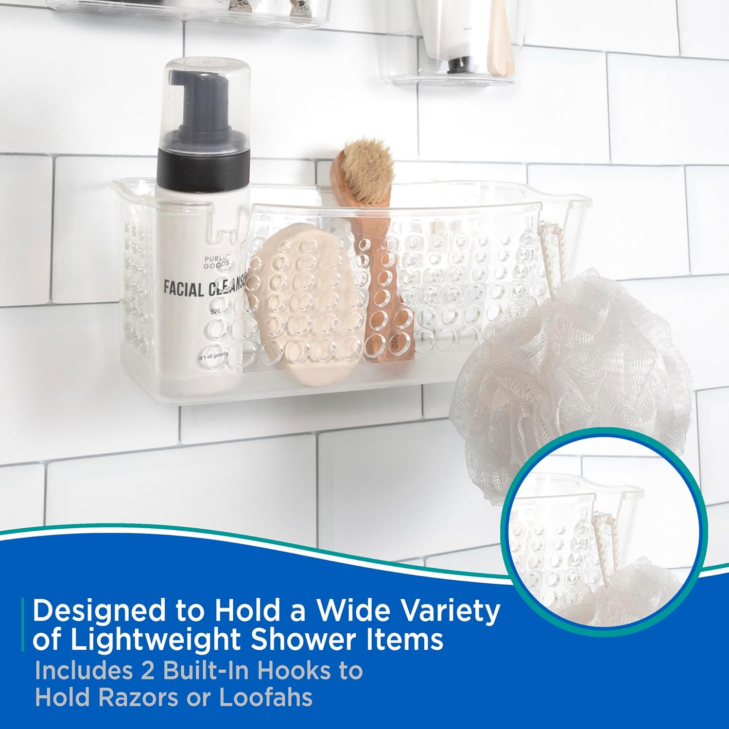 Kenney Suction Cup Clear Shower Basket Caddy