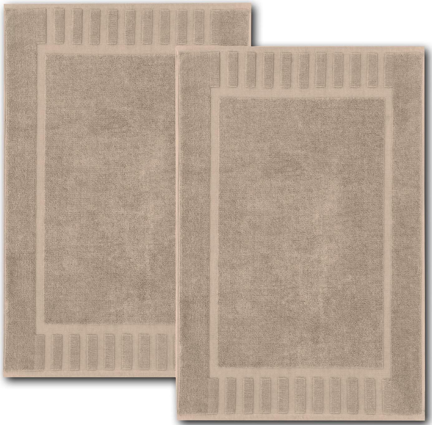 White Classic Luxury Bath Mat Set - 22x34 Inch Taupe 2 Pack