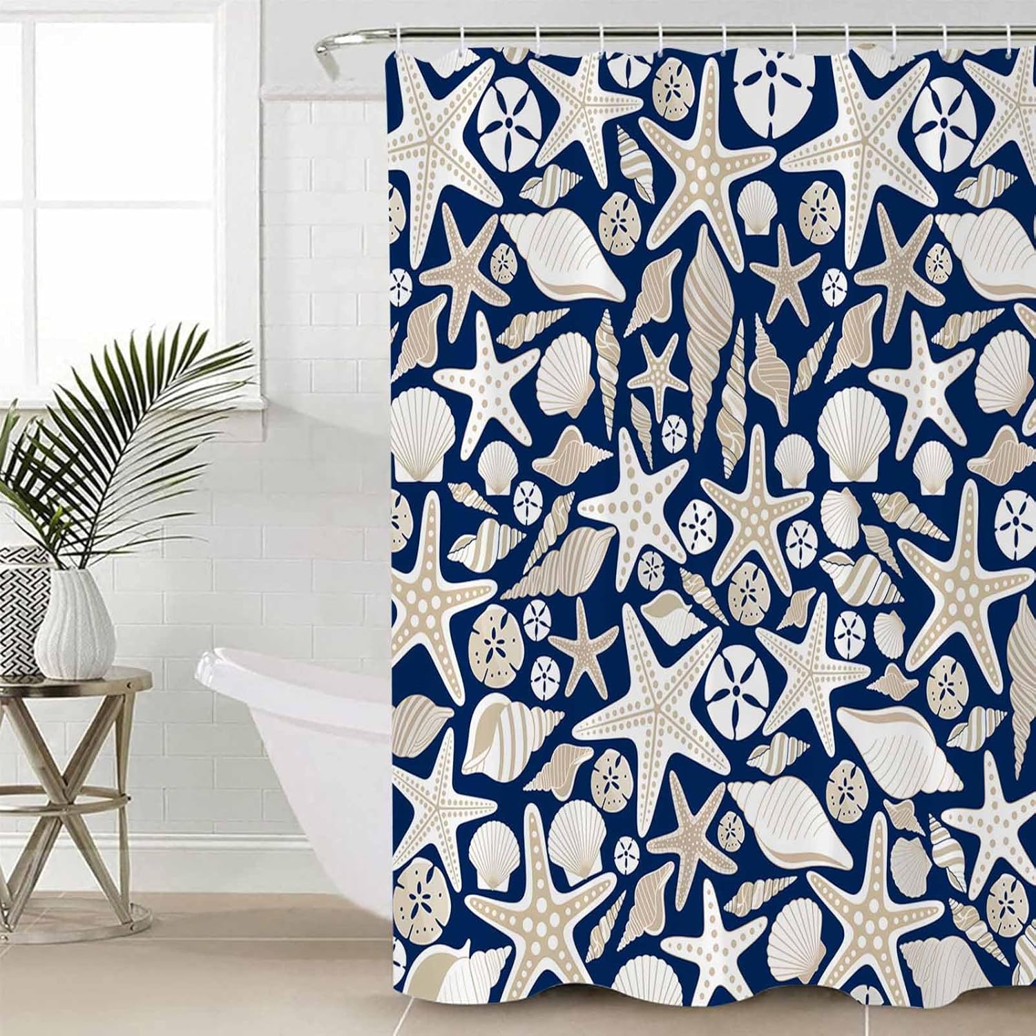 Navy Blue Ocean Bathroom Set with Rug and Accessories