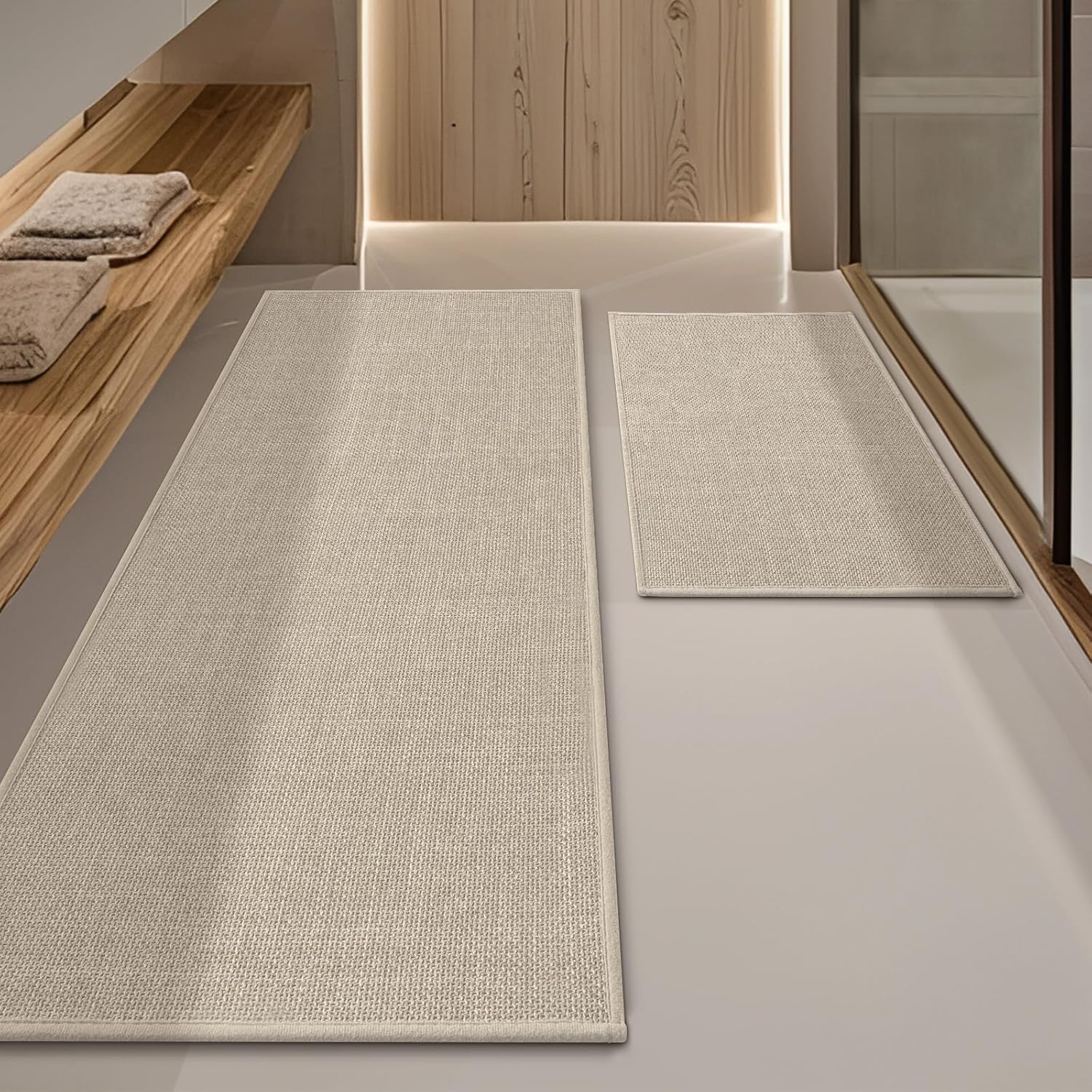 Yihouse Beige 2 Piece Bath Rug Set