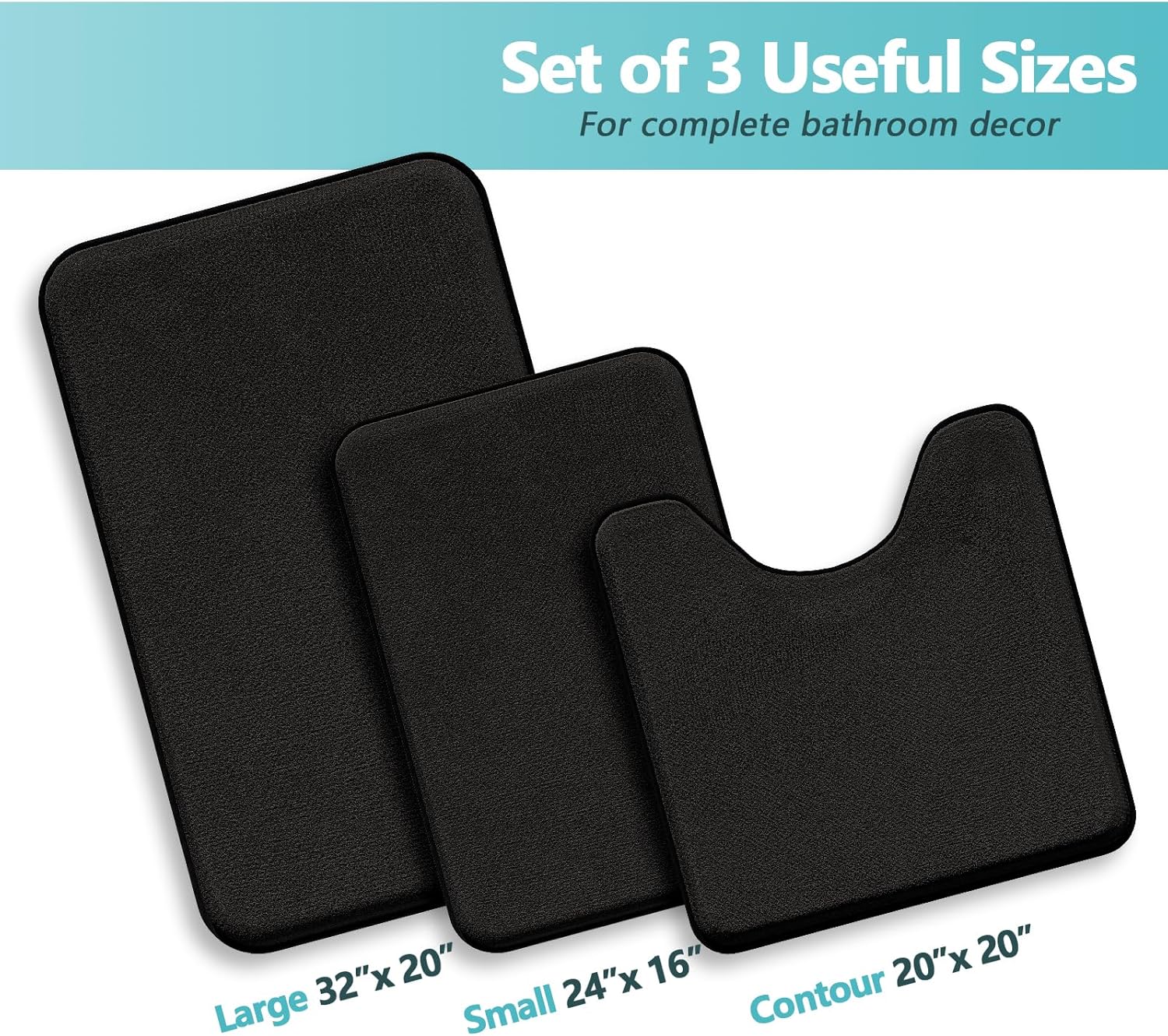 RUN HELIX 3-Piece Memory Foam Bath Mat Set