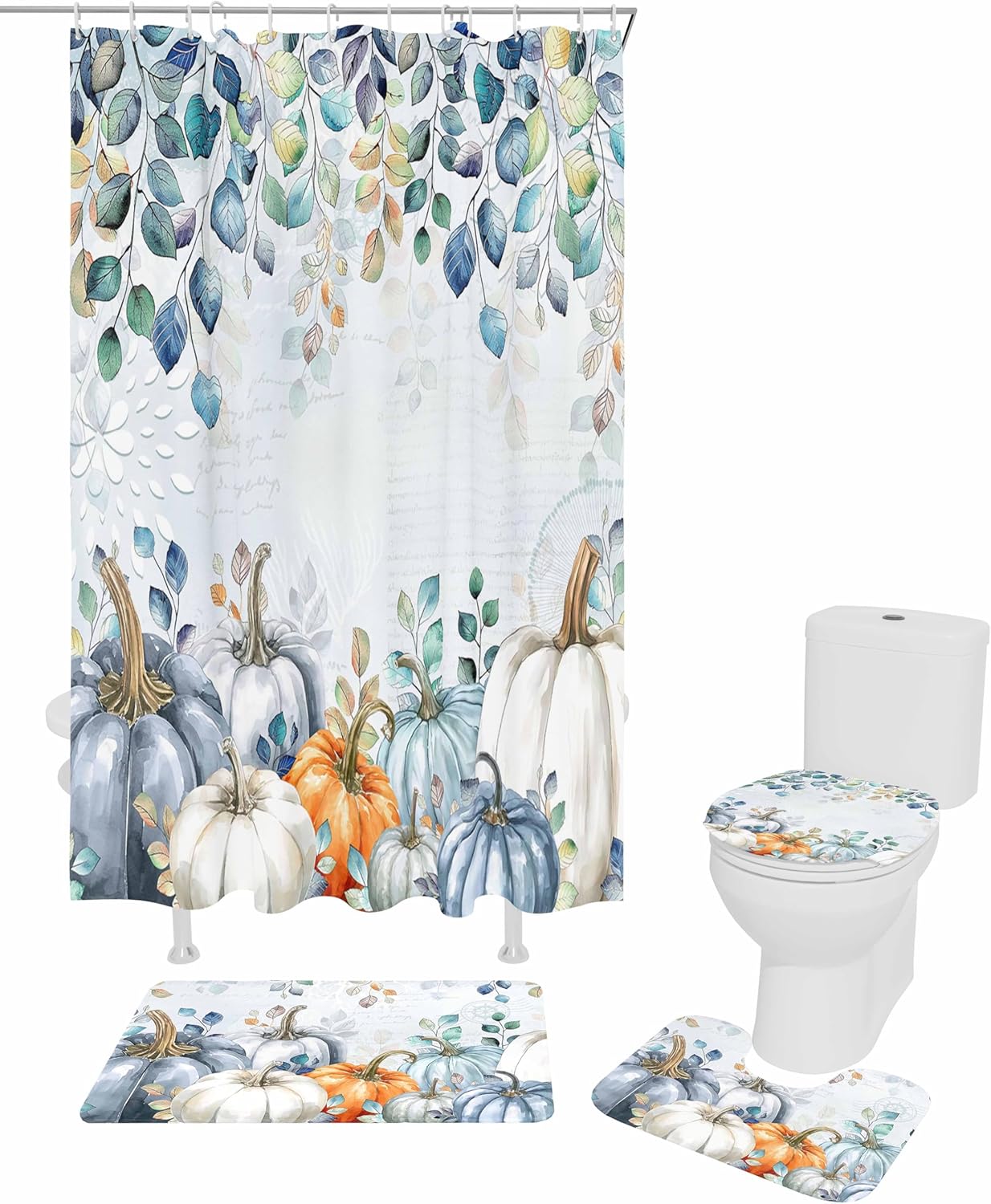 ZOE GARDEN Thanksgiving Bathroom Set with Curtain Rug and Accessories