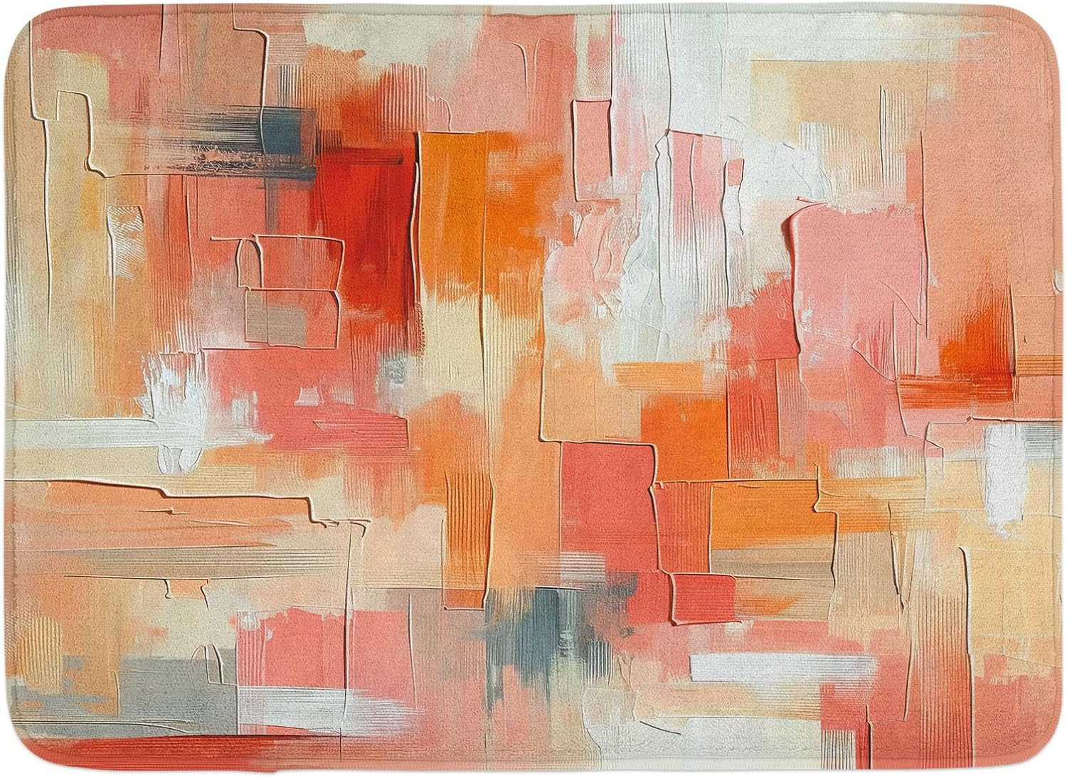 Ambesonne Peach Bath Mat - Rectangle Grunge Art Design
