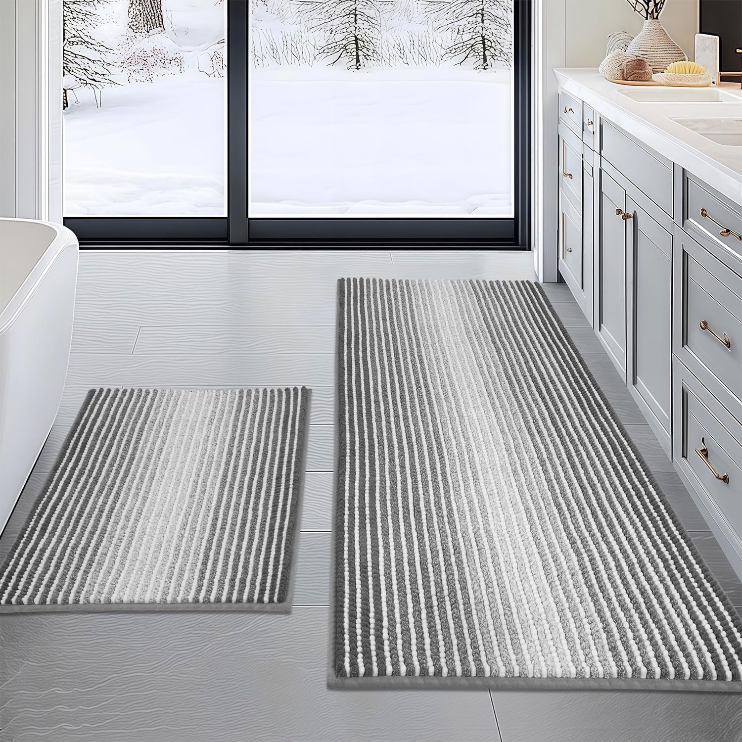 BSICPRO Premium Chenille Bath Mat Set 2 Piece