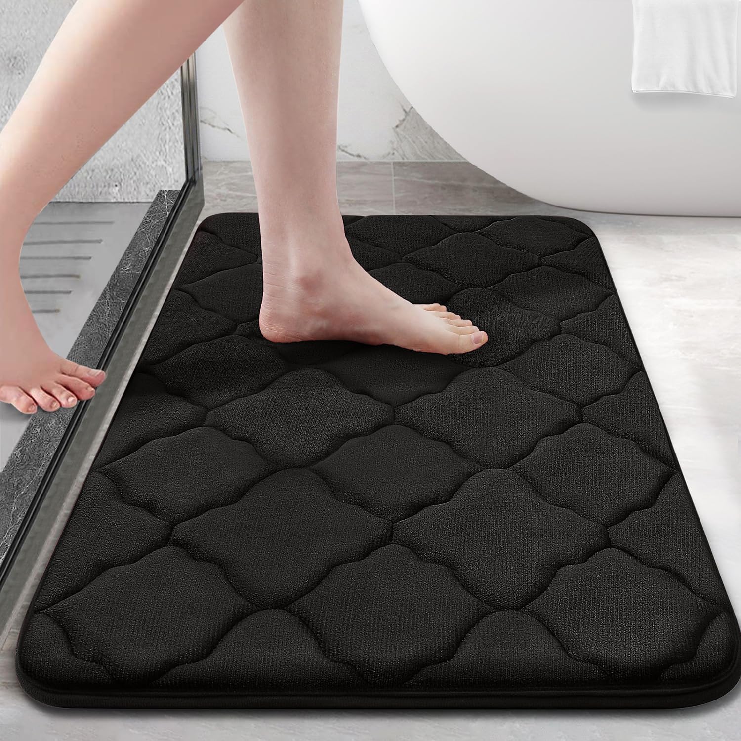 OLANLY Memory Foam Bath Mat 30x20 Black