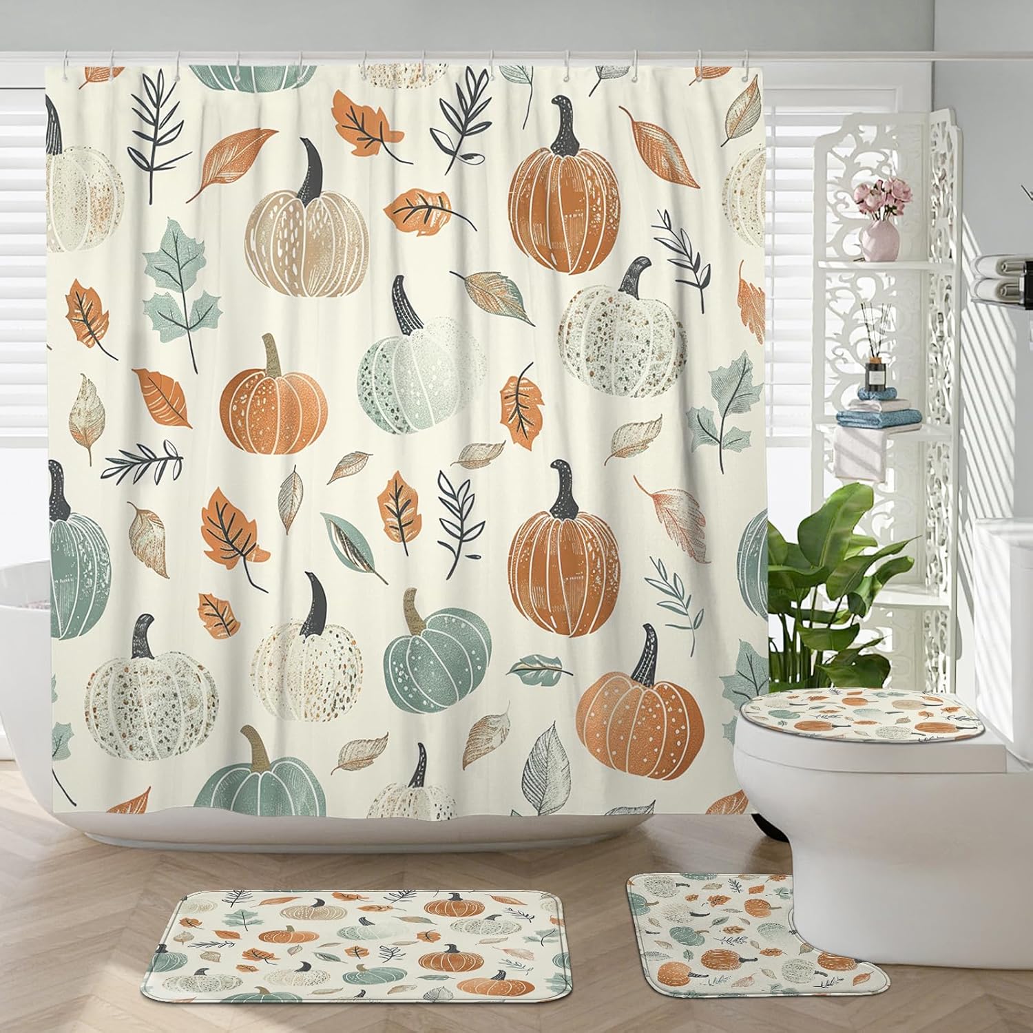 4PCS Fall Kids Pumpkin Bath Accessory Set