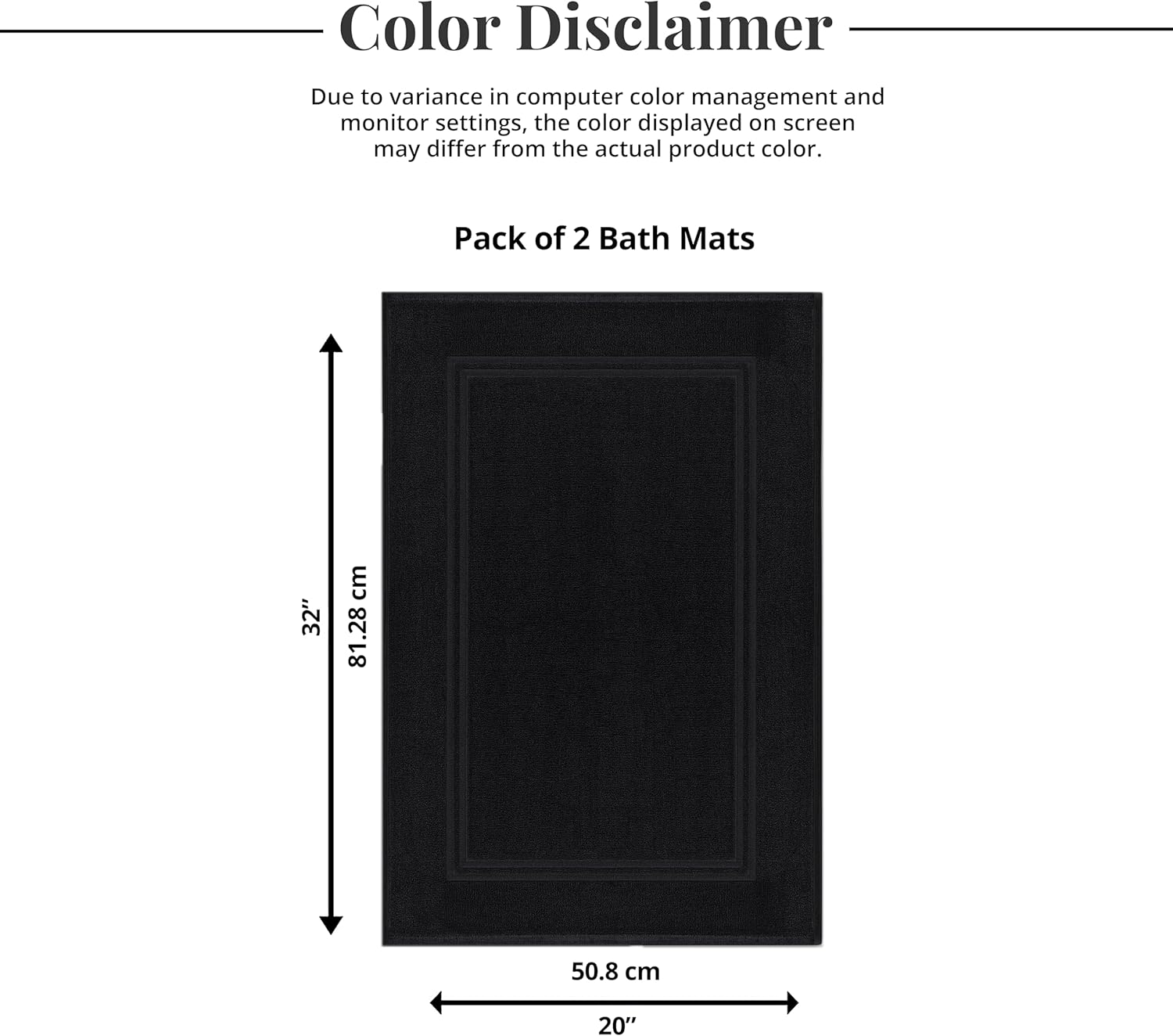 Tens Towels Pack of 2 Bath Mats Black 20x32 Inches