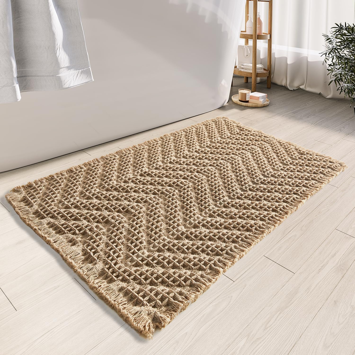 BULULOM Boho Bath Mat - Ultra Soft Non Slip Quick Dry 18x30 Inch
