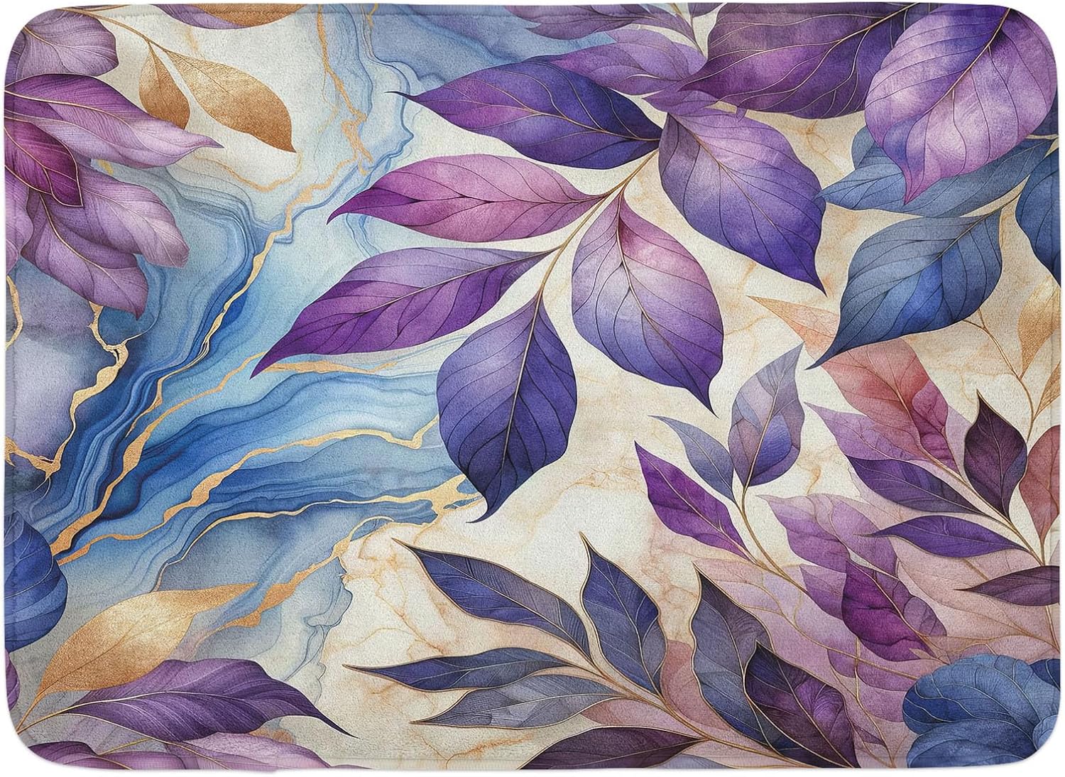 Ambesonne Purple Bath Mat with Dancing Leaves Art