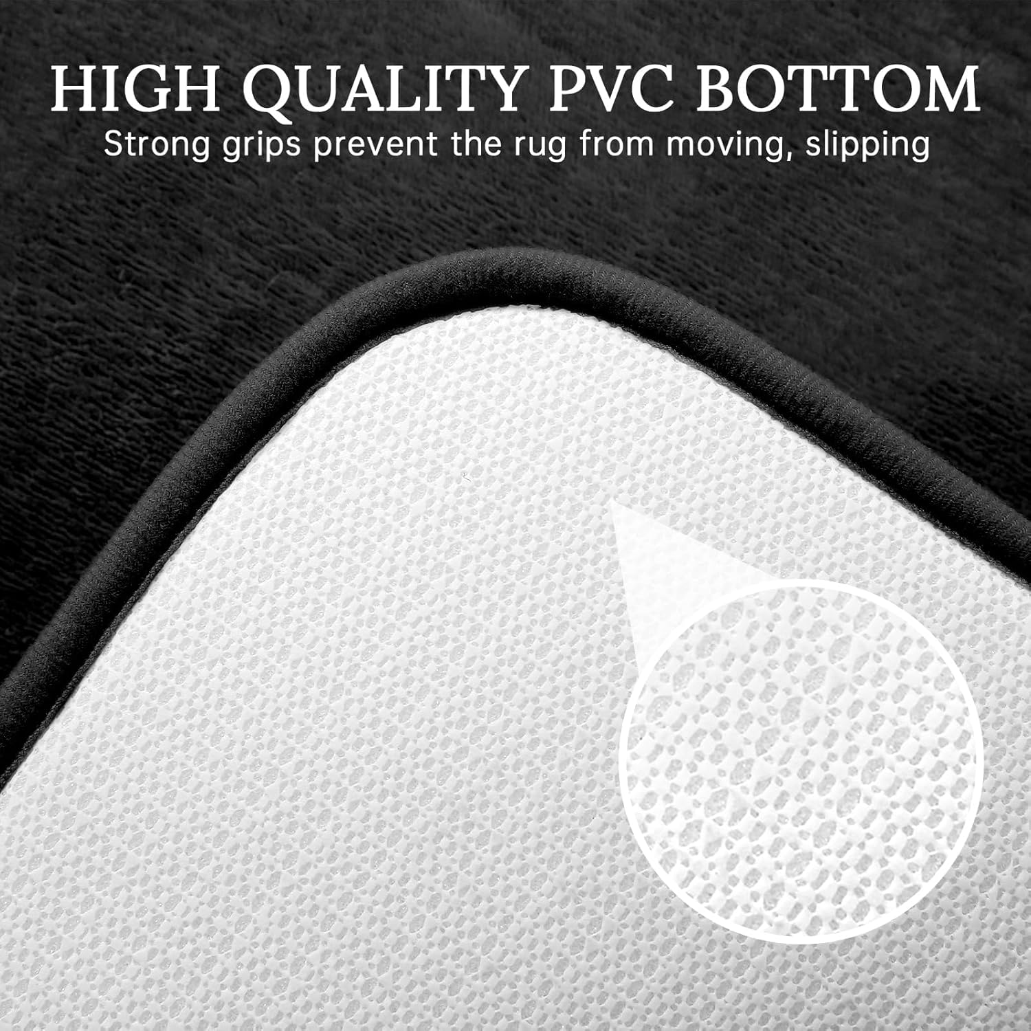 HUXMEYSON 3 Piece Memory Foam Bath Rug Set Black