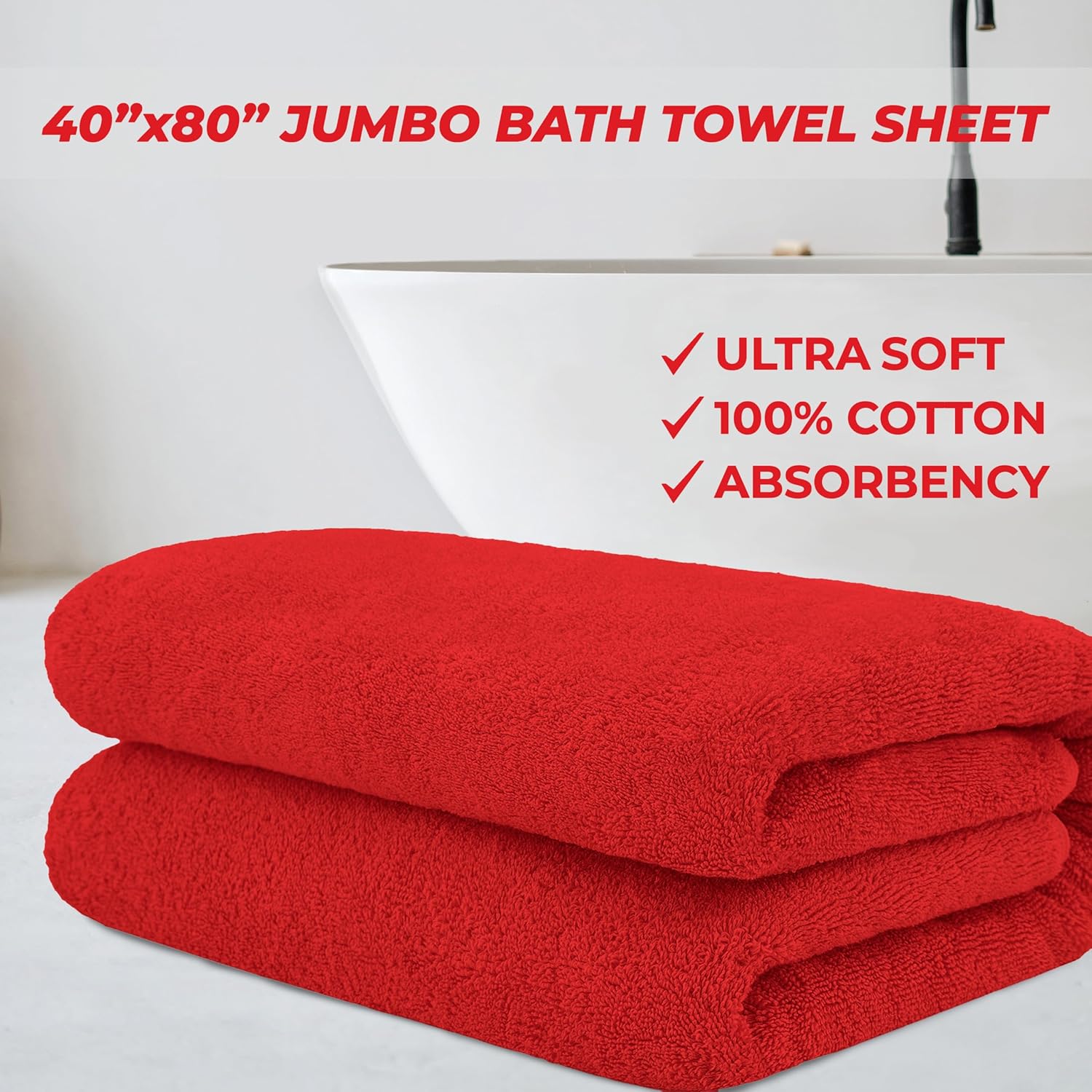 Cotton Paradise 40x80 Red Oversized Bath Sheet