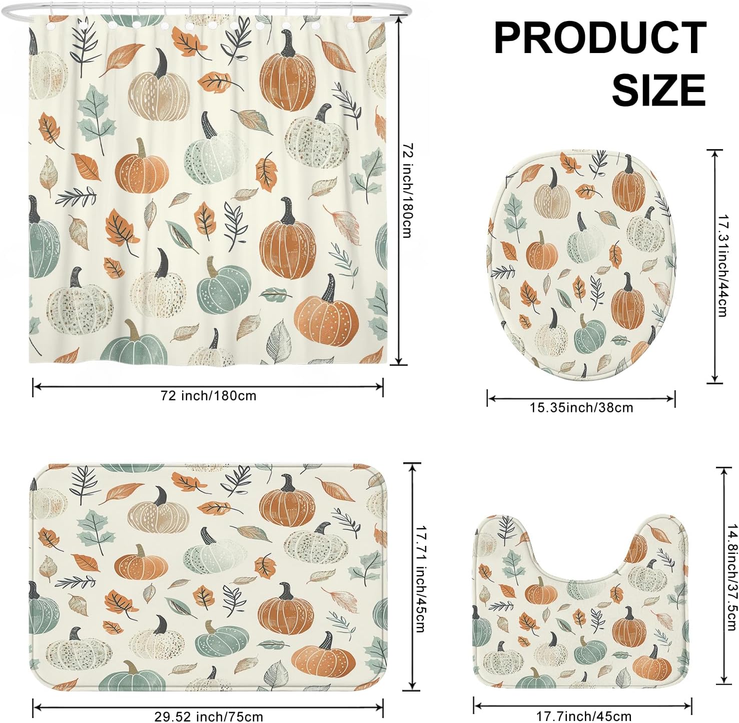 4PCS Fall Kids Pumpkin Bath Accessory Set