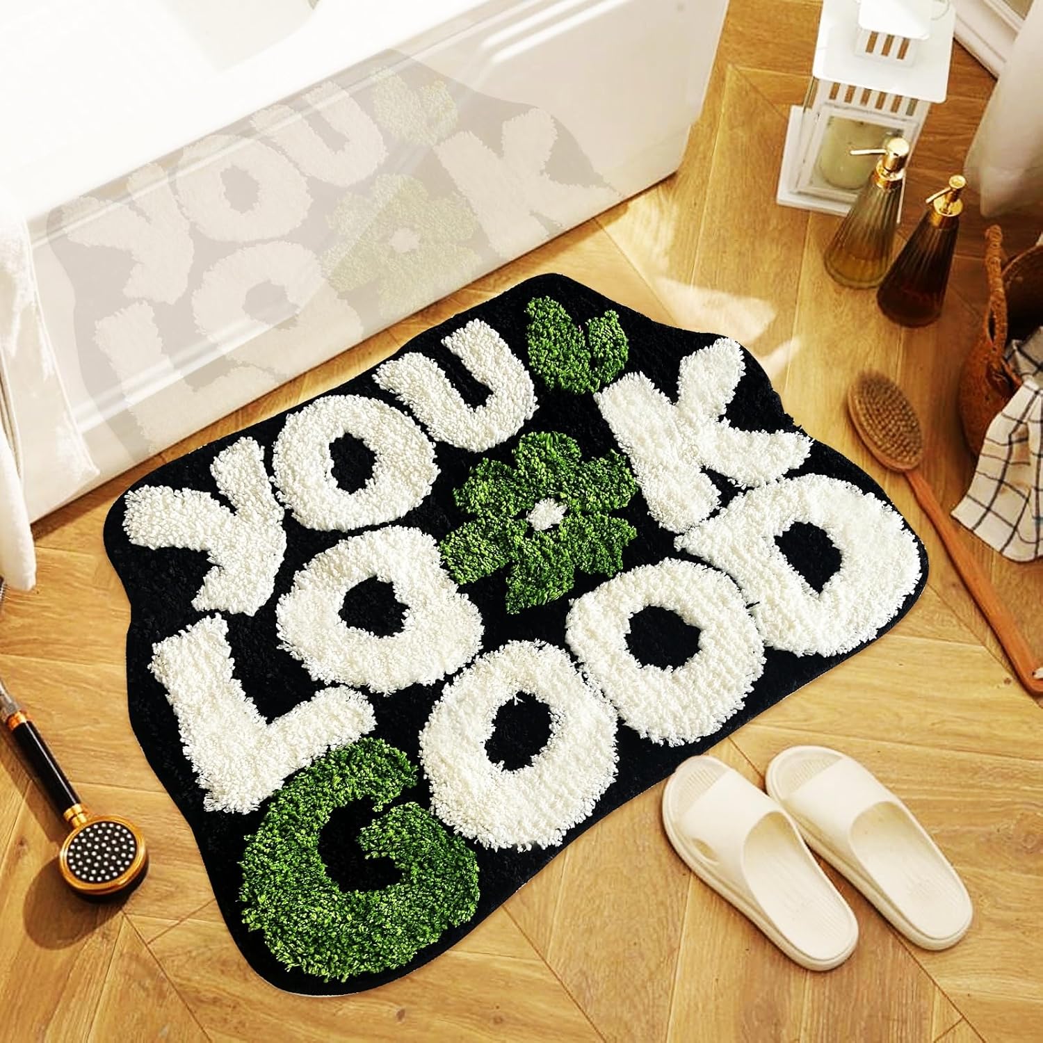 You Look Good Bath Rug 21x25 Non Slip Microfiber