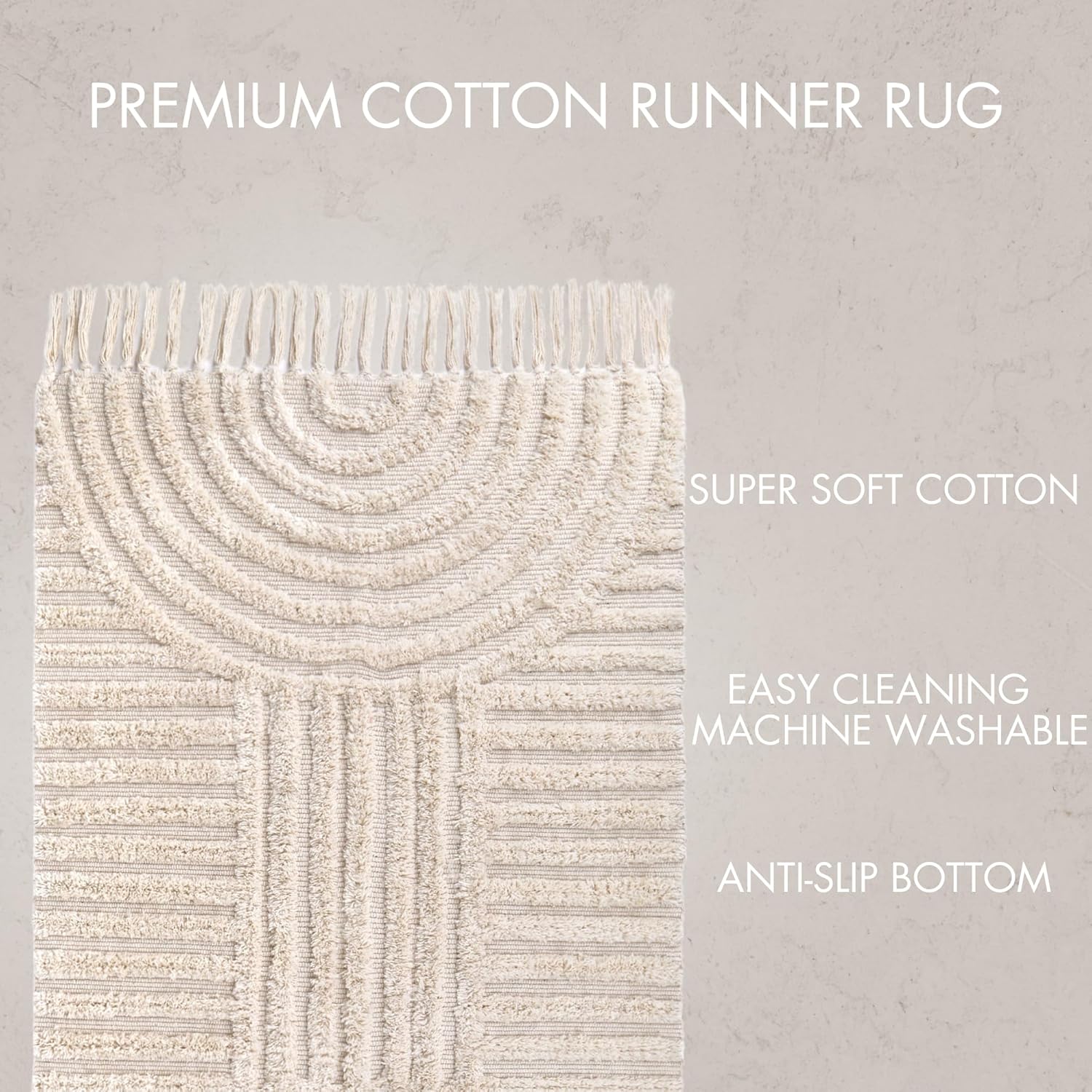 KIBAGA Boho Tassel Rug 24x36 Inch for Bathroom
