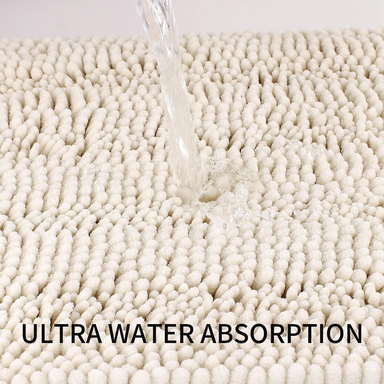 TENGTENGLINK Ivory White Bath Mat 16x24 Inch
