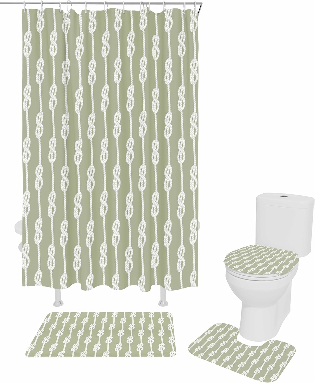 ZOE GARDEN Sage Green Knot Bathroom Set 1