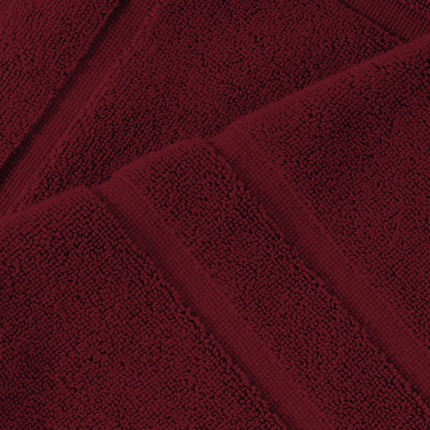 Feather Stitch 100 Cotton Bath Mats Red 2 Piece