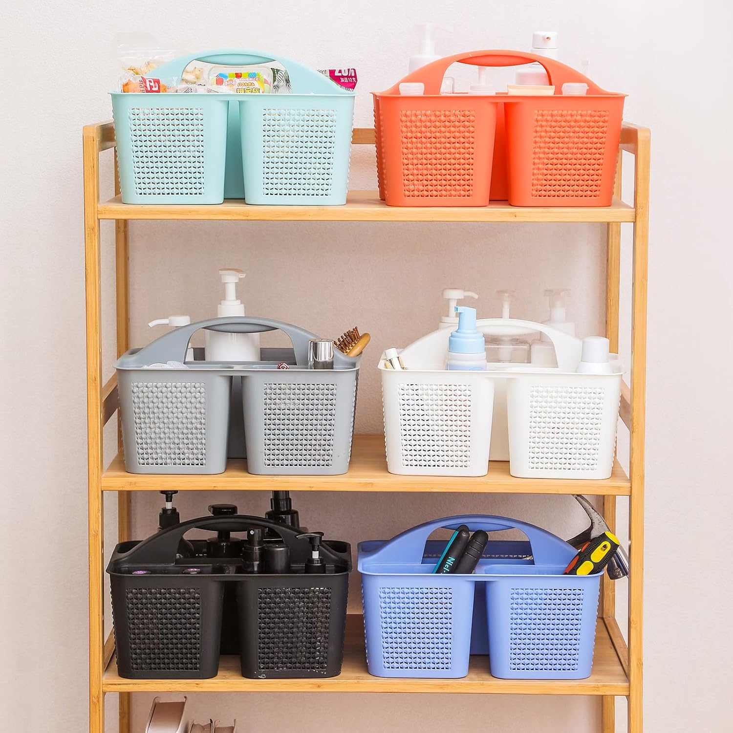 UUJOLY Portable Shower Caddy Bucket with Handle and 3 Compartments