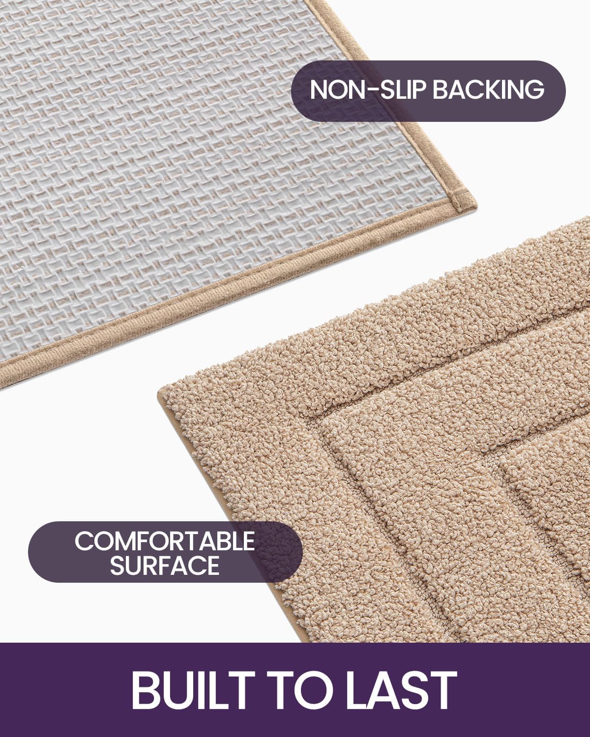 DEXI Non-Slip Microfiber Bathroom Rug Mat 32x20 Beige