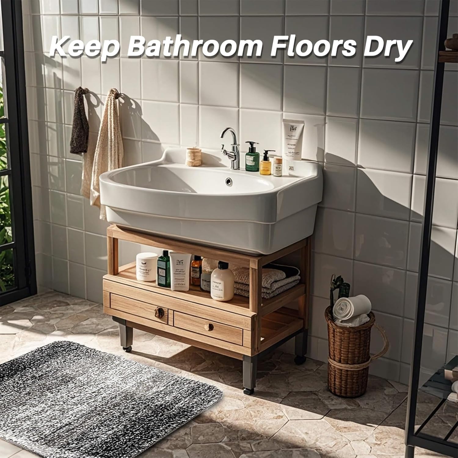 Rainflow 16x24 Inch Grey Absorbent Bath Mat