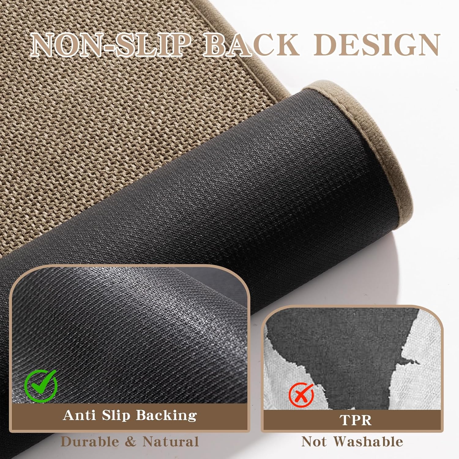 Chakme Ultra Thin Non Slip Bath Mat 24x17 Dark Beige