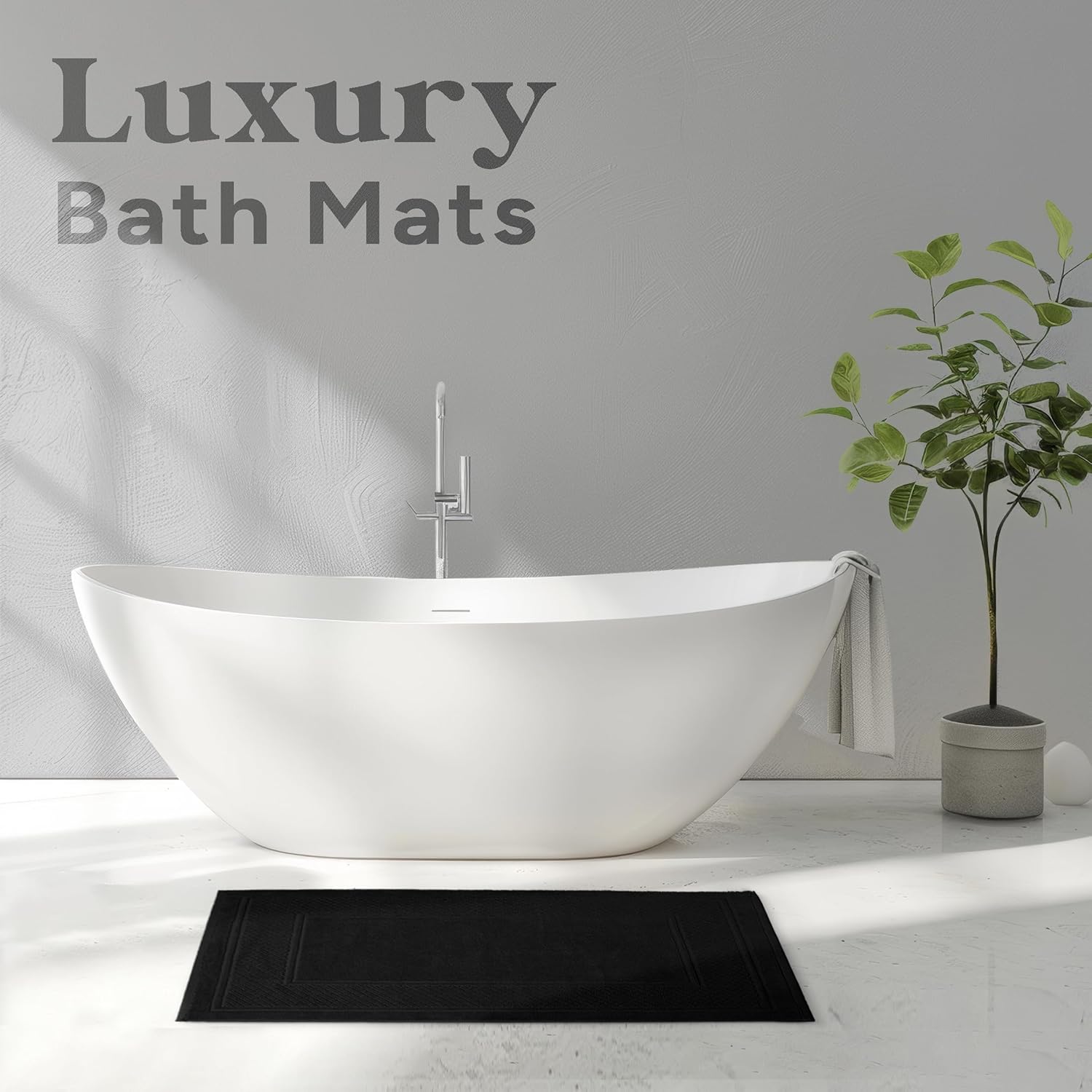 Avalon Towels Black Bath Mat Set of 2 1