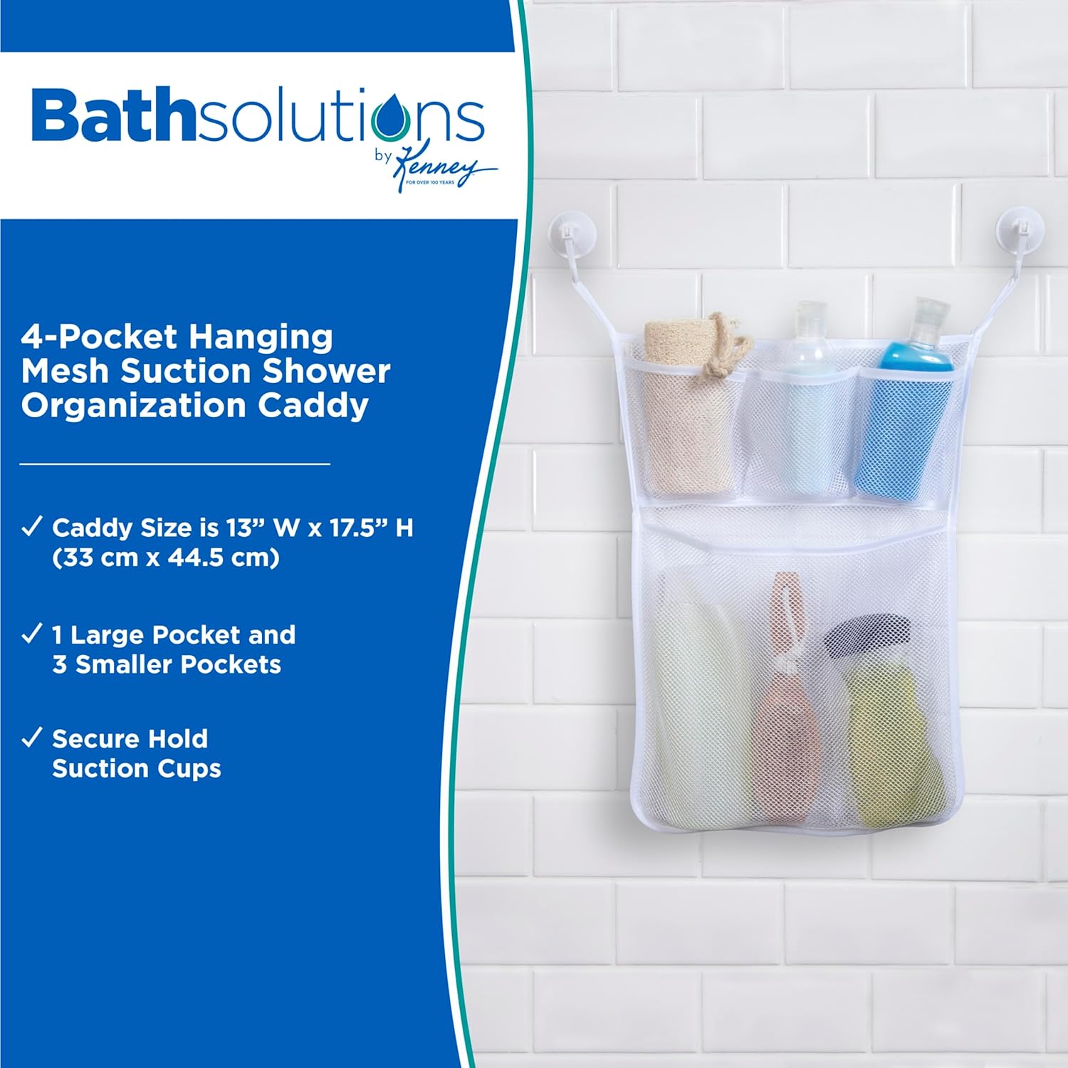 Kenney Hanging Mesh Suction Shower Caddy White