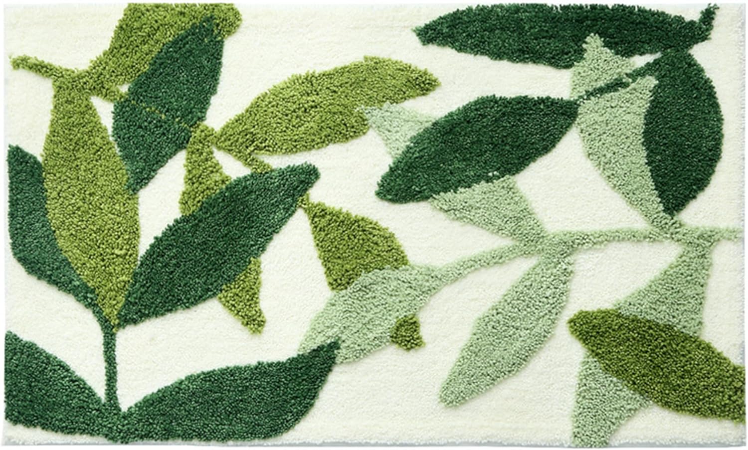 Green Leaves Bath Mat Non-Slip Microfiber