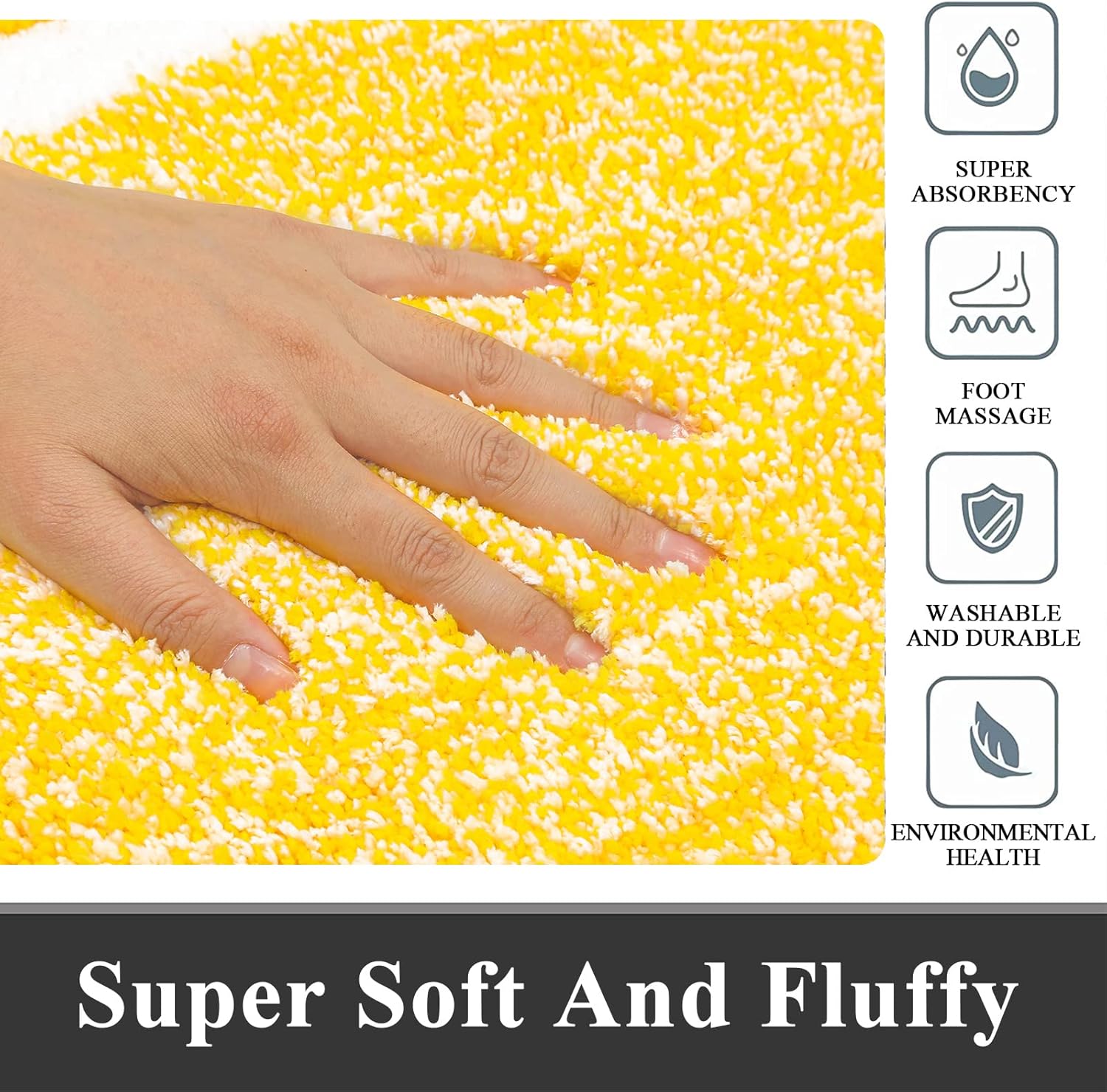 Pauwer 3-Piece Bathroom Rugs Set - Yellow