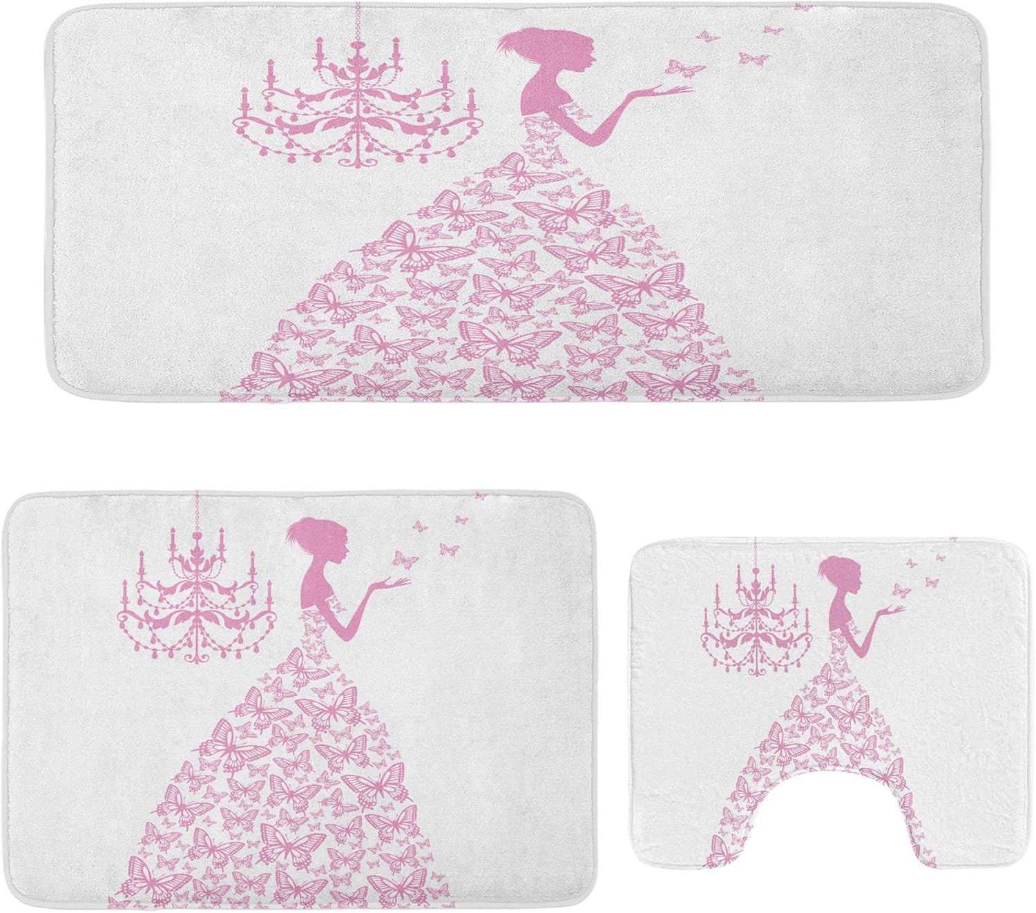 Ambesonne Love 3-Piece Bathroom Rug Set