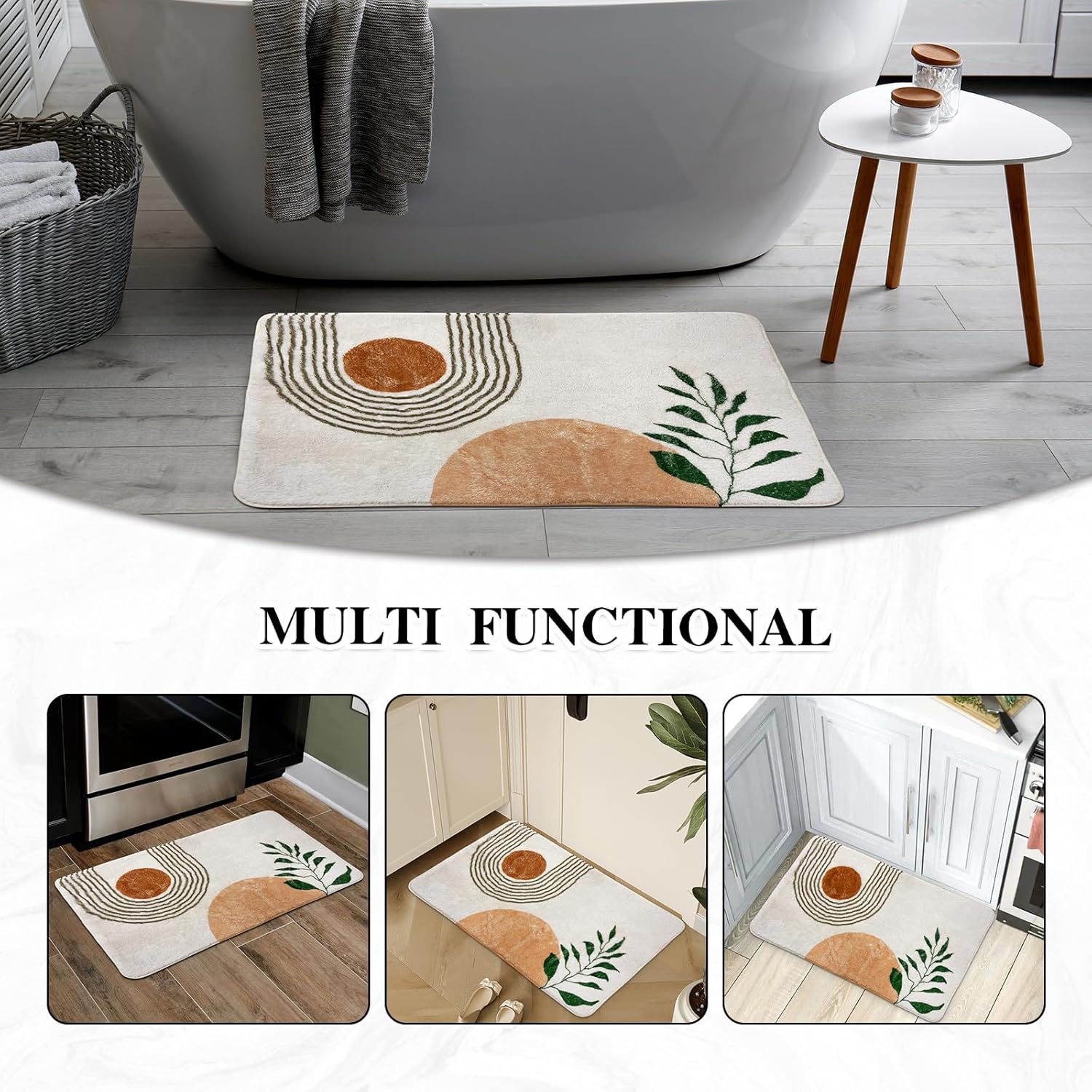 20X30 Boho Bath Rug Non-Slip Plush Mat
