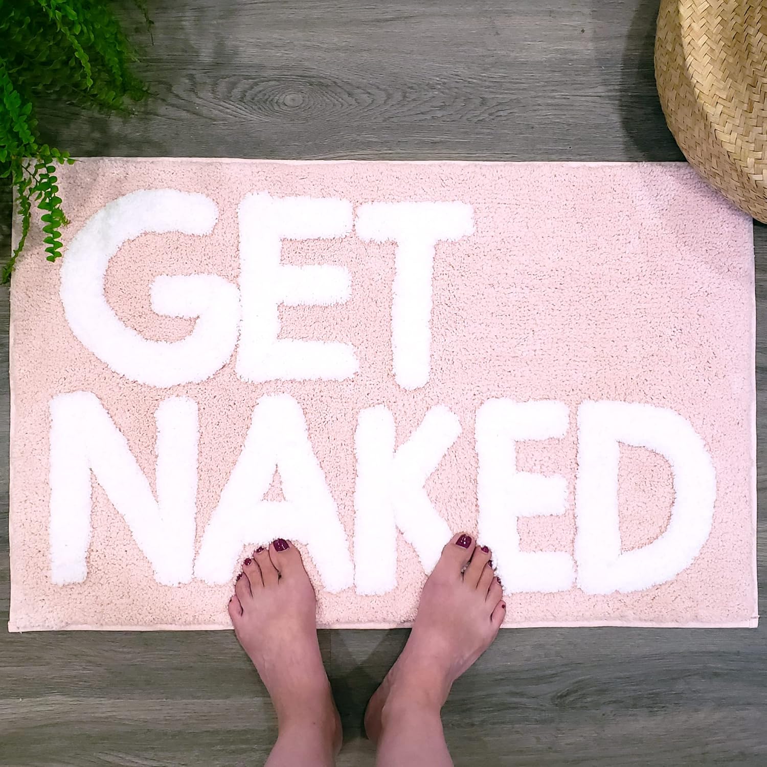 New Mungo Get Naked Bath Mat Pink - 31 x 20