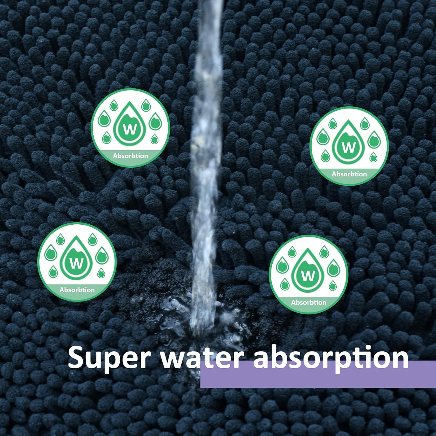 RUN HELIX 2 Piece Thick Chenille Bath Mats Set Black