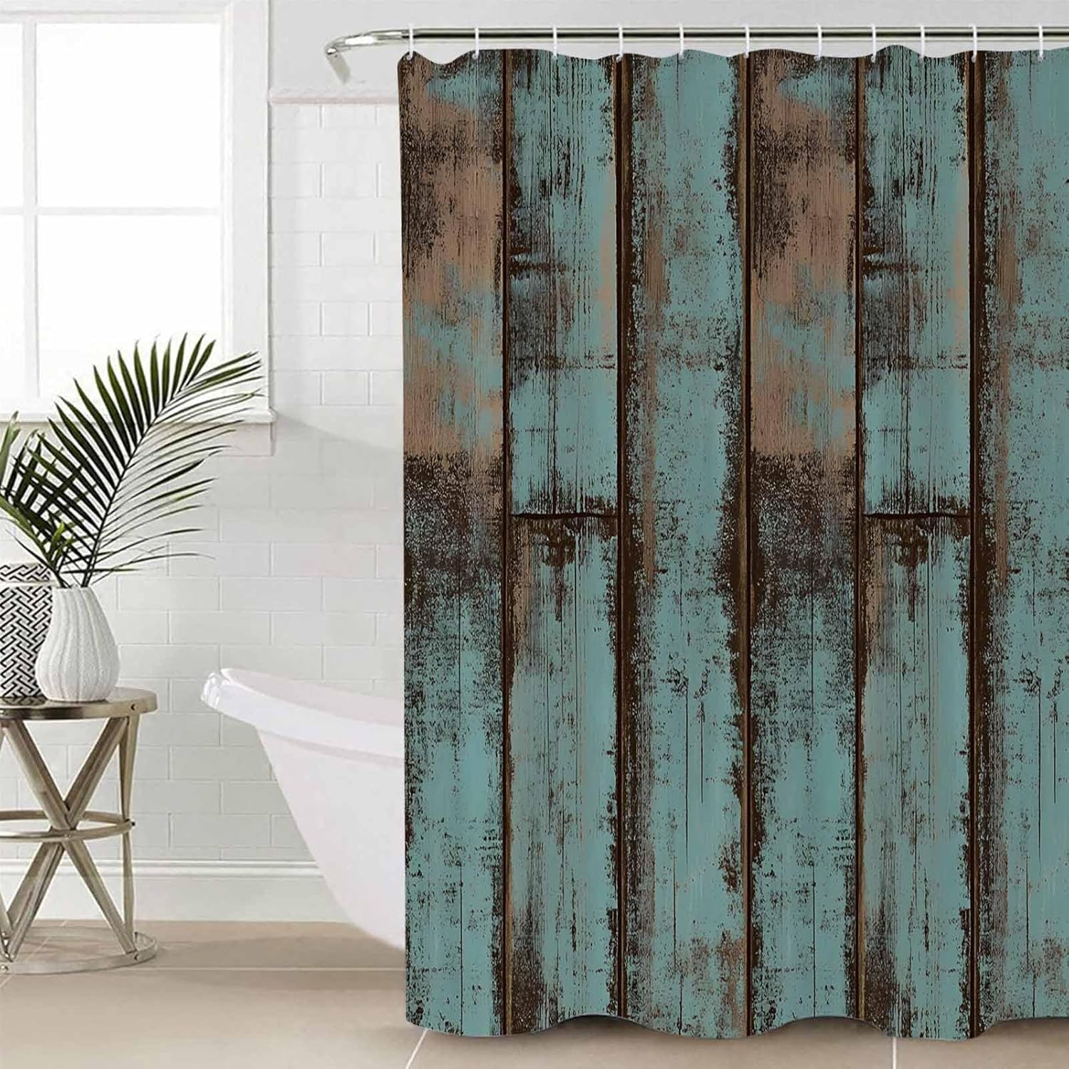 Turquoise Blue Bathroom Set with Rug and Curtain Accessories