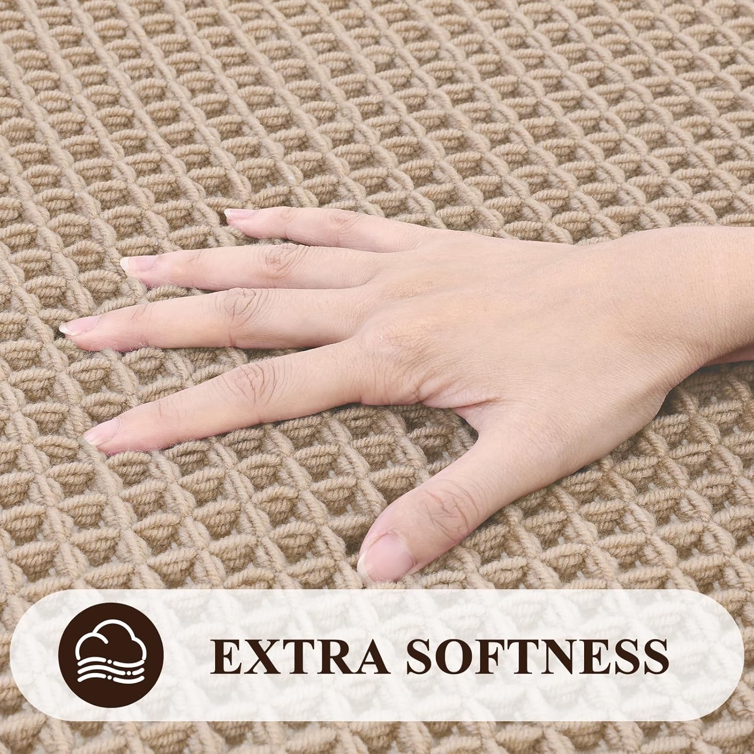 Pauwer 3 Piece Waffle Bath Rug Set Khaki