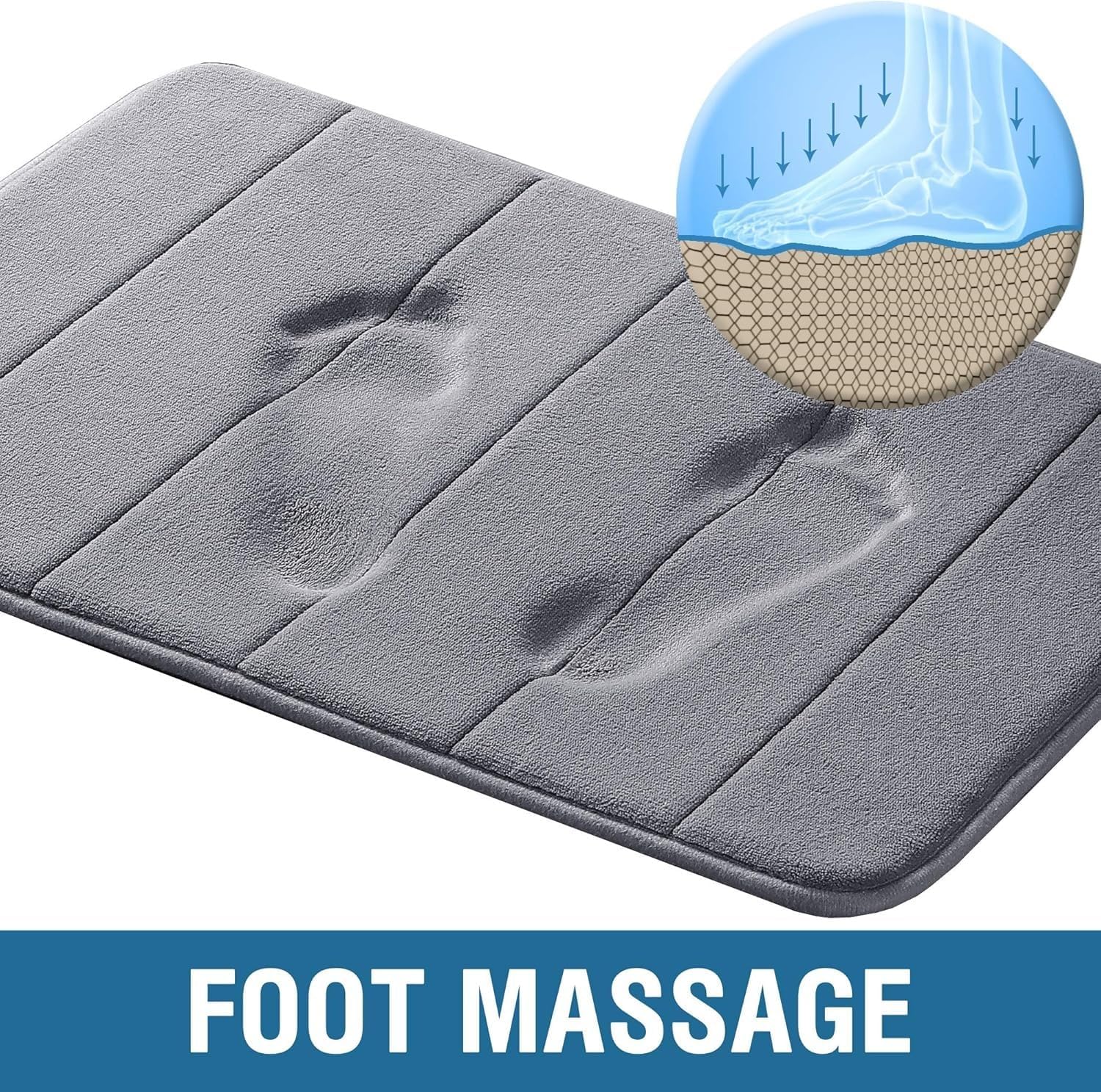 Flamingo P Non Slip Memory Foam Bath Mat Grey 1