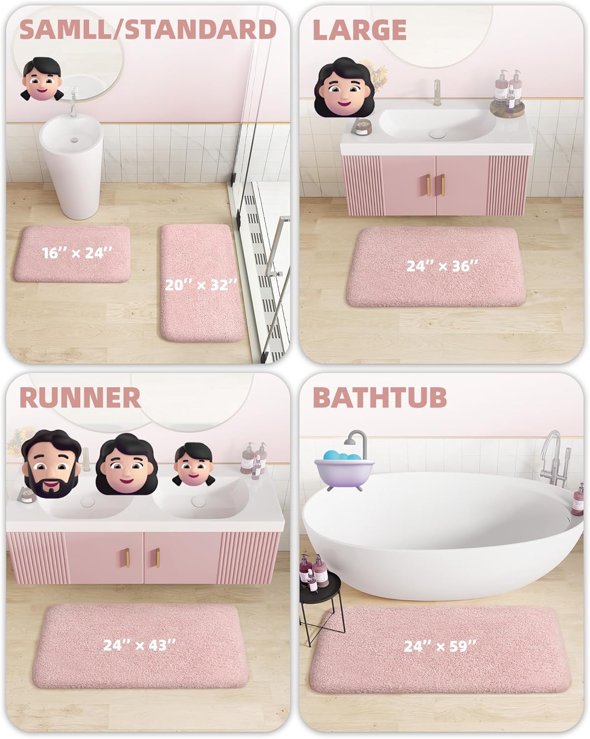 ColorGeometry Light Pink Bathroom Rug 16x24 1